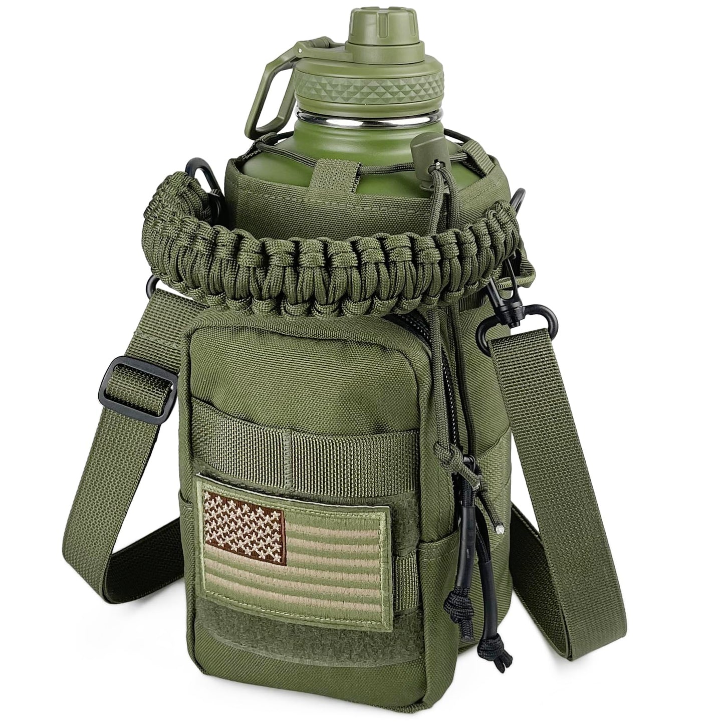 32 Oz Water Bottle with Sleeve - Insulated Bottle with Strap Stainless Steel Gym Water Bottles for Men Sports Workout Hiking All Black