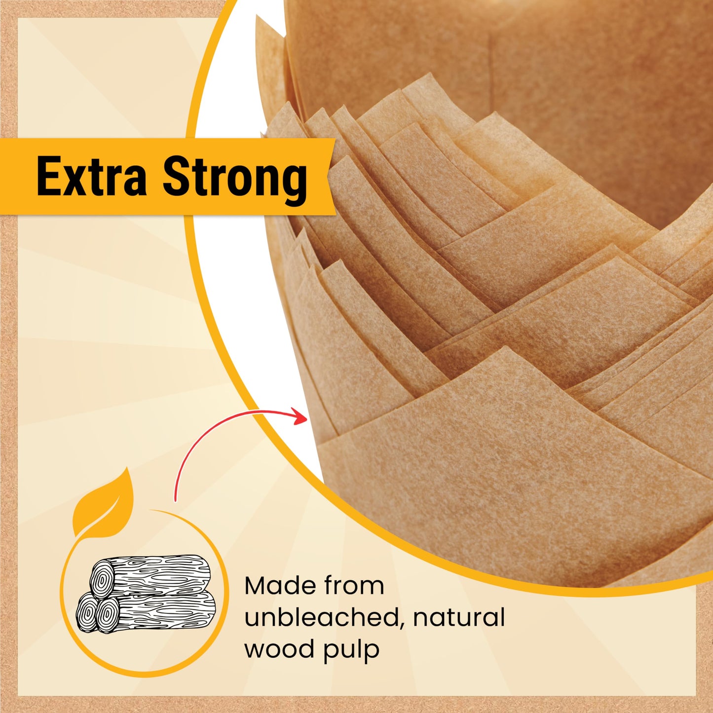 Tulip Cupcake Liners, Muffin Liners for Baking by Baker’s Signature – 200pcs of Parchment Paper Cups Cupcake Wrappers – Perfect Size, Sturdy, Greaseproof & Easy to Use – Colorful