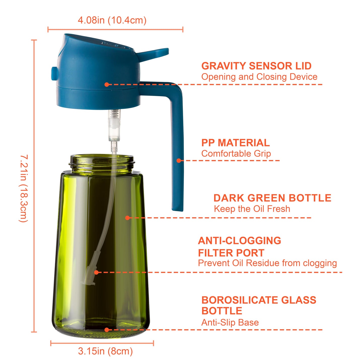 CXINYI - 16oz/470ml Olive Oil Dispenser for Kitchen with Stickers - 2 in 1 Olive Oil Sprayer for Cooking, Air Fryer, and Salad, Black&Green (Light-Proof Kitchen Gadget)