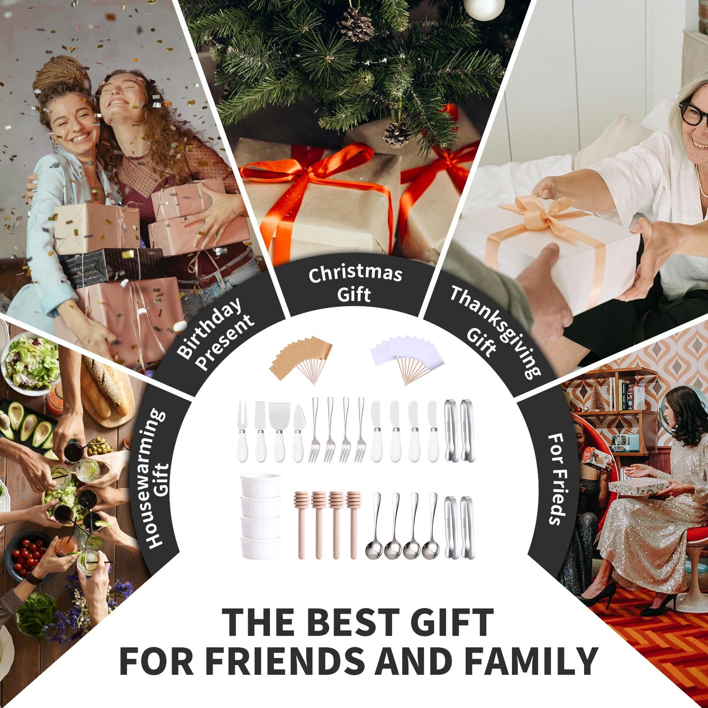 Charcuterie Boards Accessories(29 PCS) Cheese Spreaders for Charcuterie Board Mini Serving Spoon Fork Tongs Blank Toothpick Flags Bowl