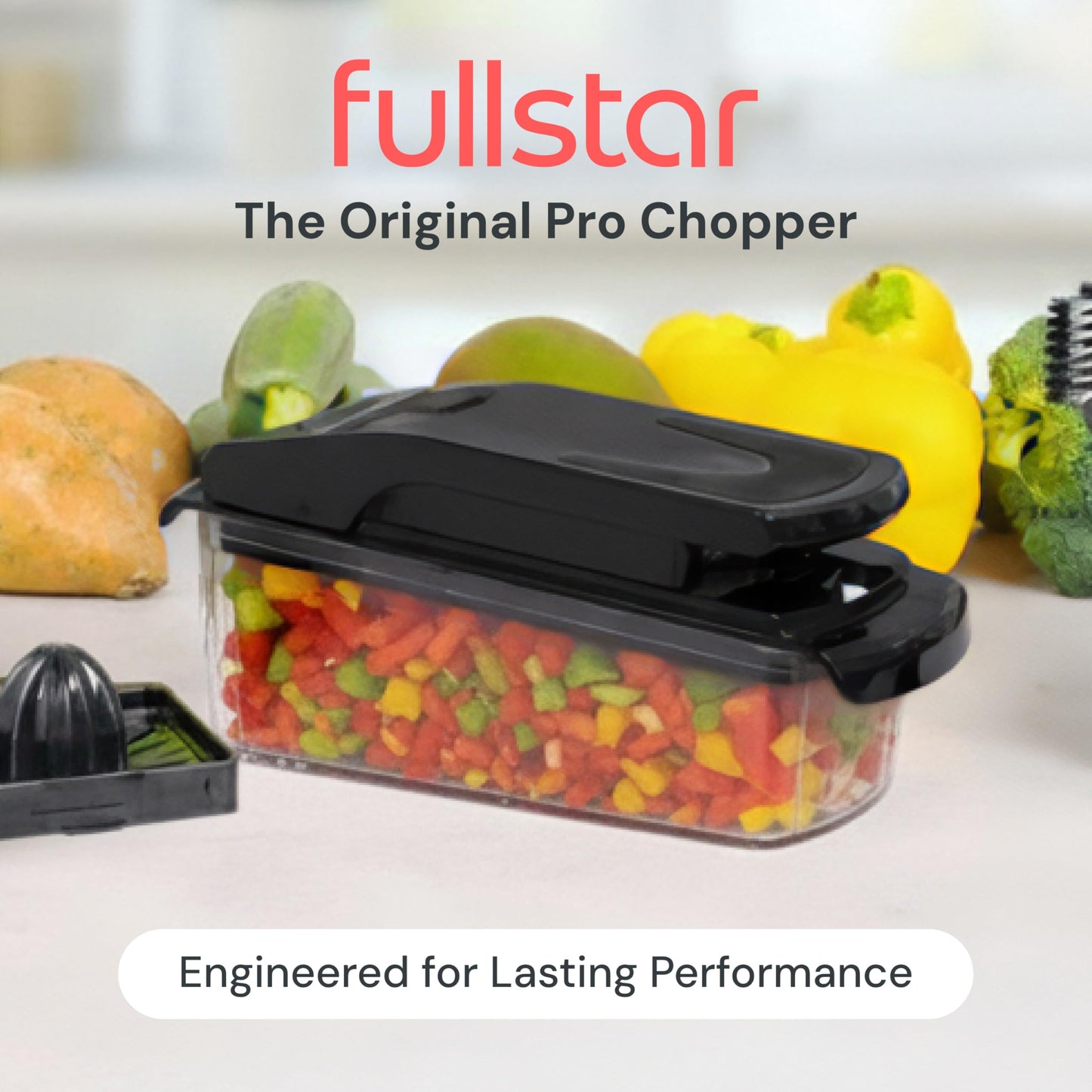 Fullstar The Original Pro Chopper - Vegetable Chopper and Spiralizer, Food Chopper with Container, Fruit Slicer, Kitchen Gadgets & Gifts, Home Essentials (8 in 1, White)