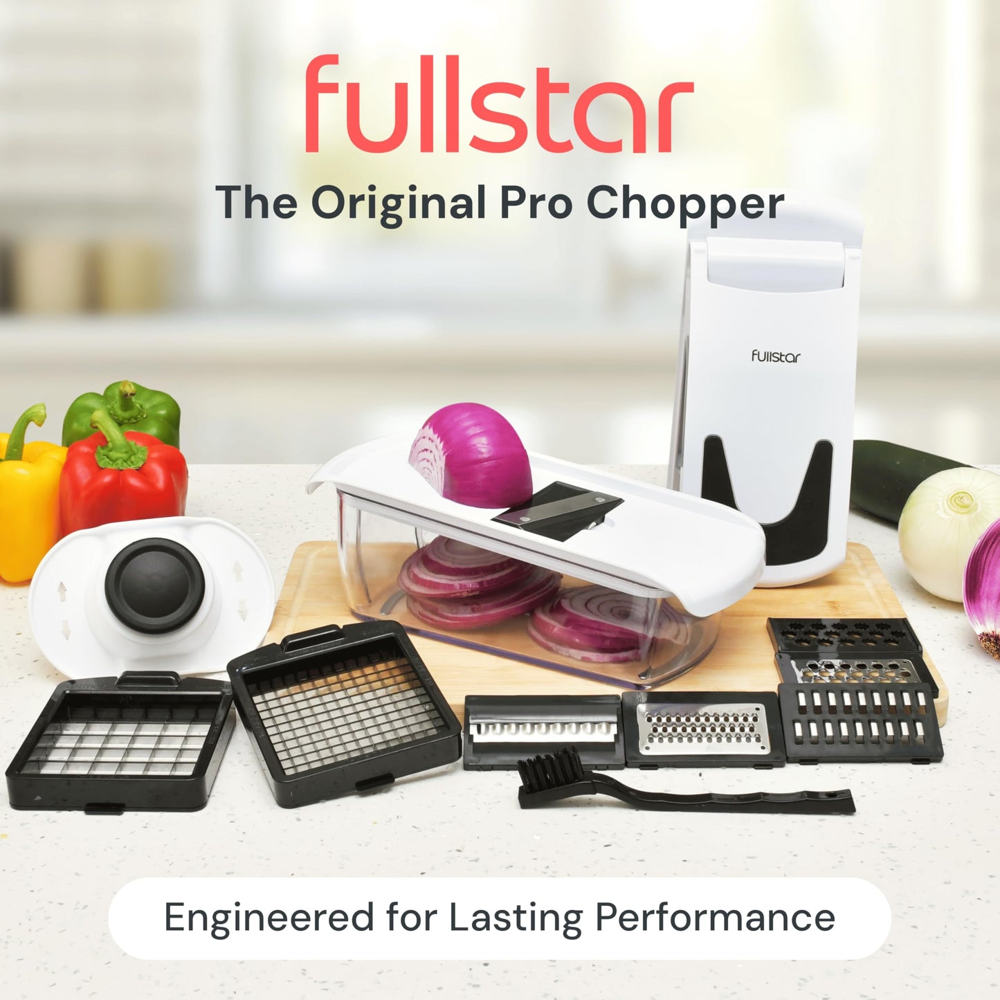Fullstar The Original Pro Chopper - Vegetable Chopper and Spiralizer, Food Chopper with Container, Fruit Slicer, Kitchen Gadgets & Gifts, Home Essentials (8 in 1, White)