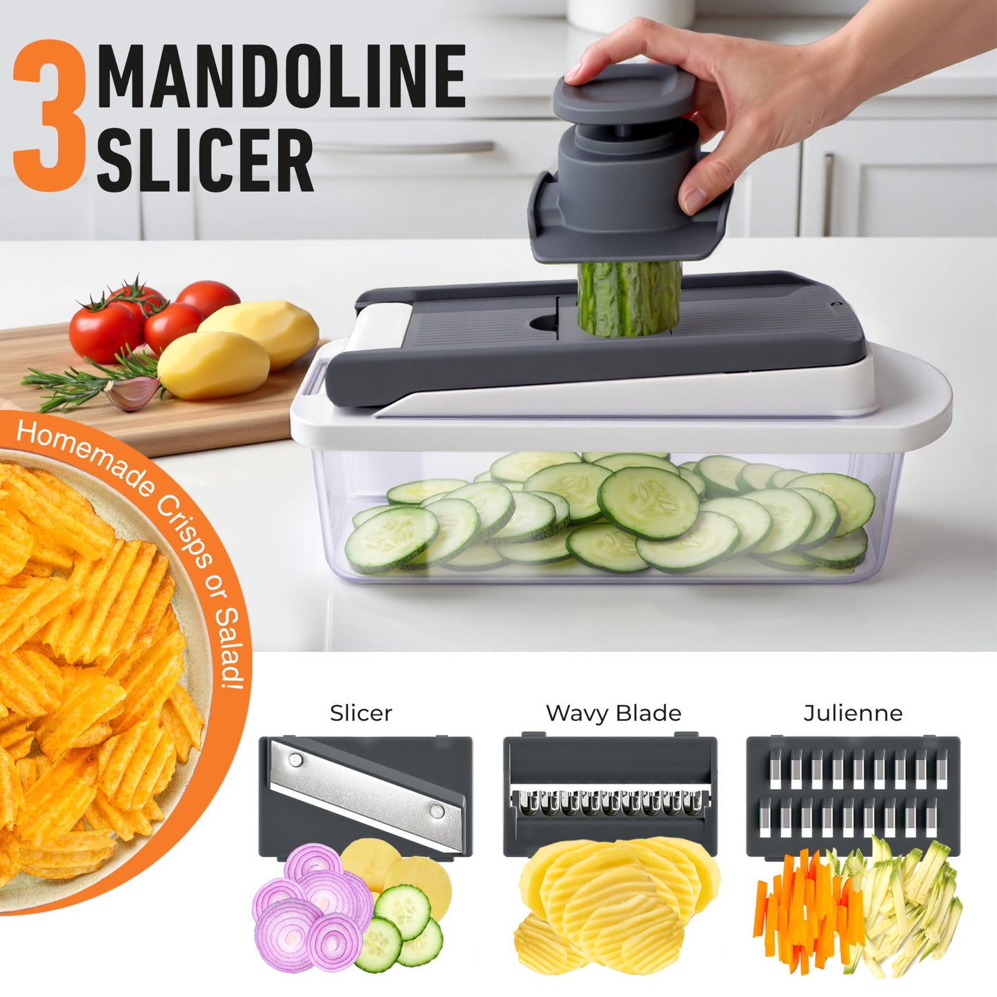 Mueller The Real Original Pro Chopper since 2013 Vegetable Chopper Mandoline Slicer, 8 Blade Food Veggie Chopper Onion Vegetable Cutter with Container, Kitchen Gadgets & Essentials, (10 in 1)