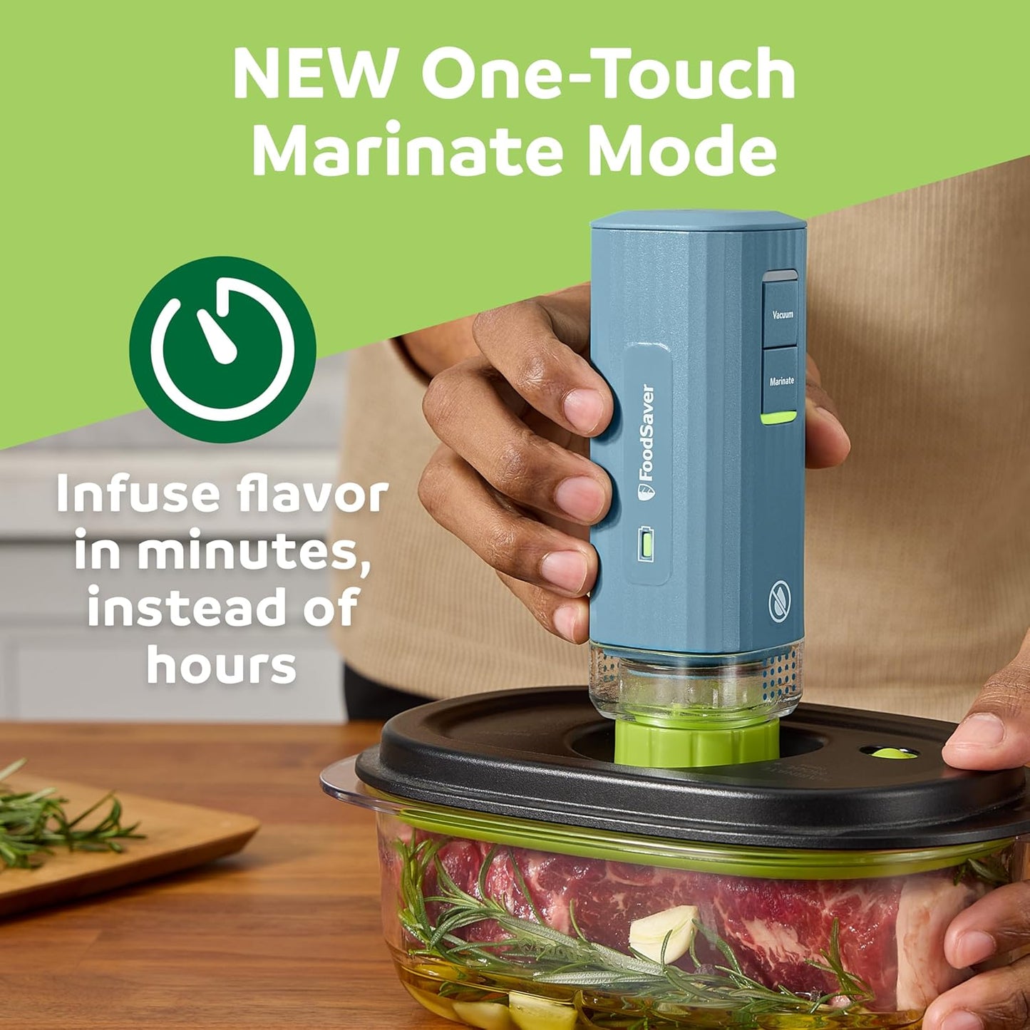 FoodSaver Mini Handheld Vacuum Sealer Machine with Marinate Setting & Charging Dock | Cordless Food Vacuum Sealer for Freezer, Storage, Sous Vide, Meal Prep | Blue