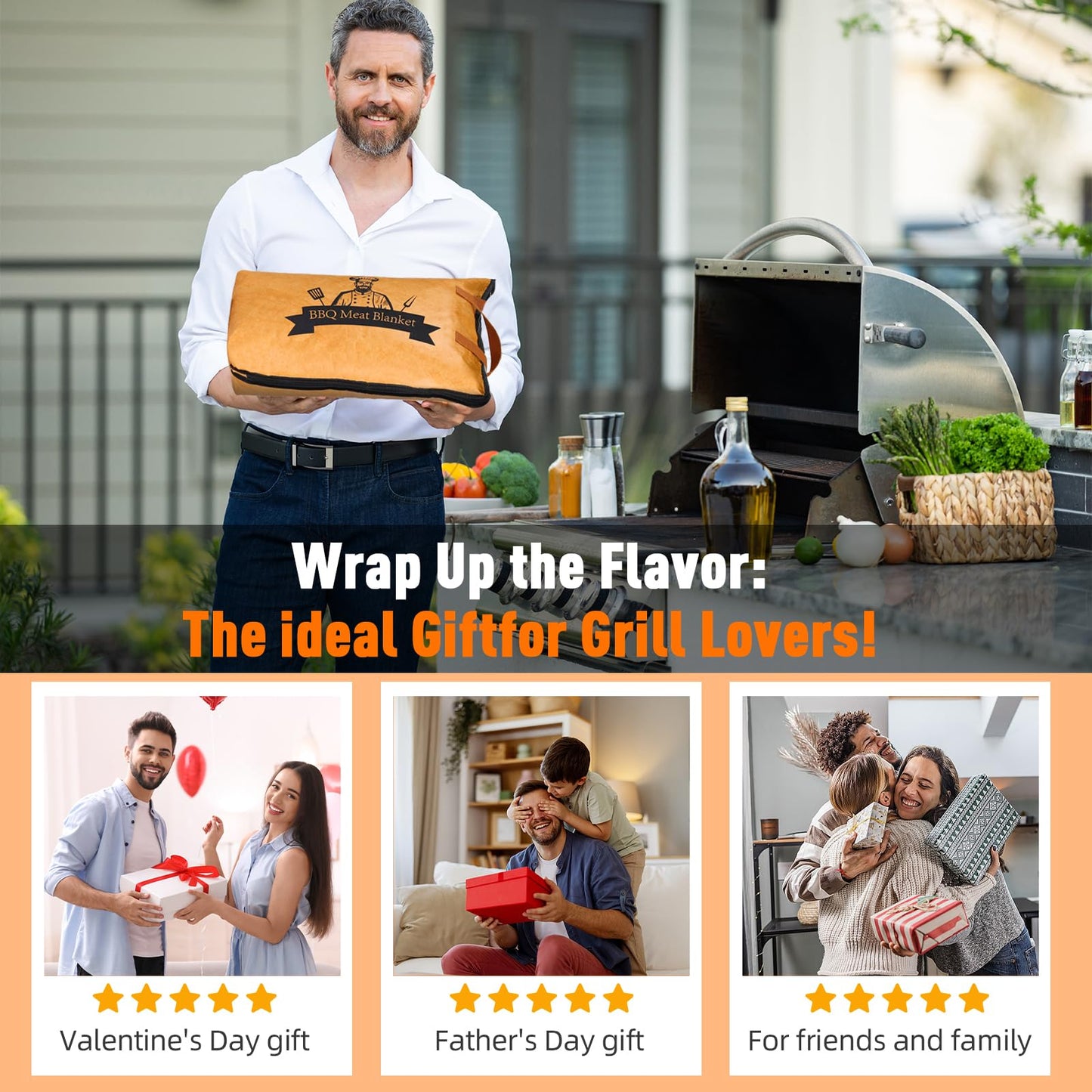 21in BBQ Blanket for Resting Meat- Smoking Meat Insulated Bag for Brisket/Beef/Pork Shoulder/Turkey- Christmas Stocking Stuffers Birthday Anniversary Retirement Smoker Accessories Gift for Men Him Dad