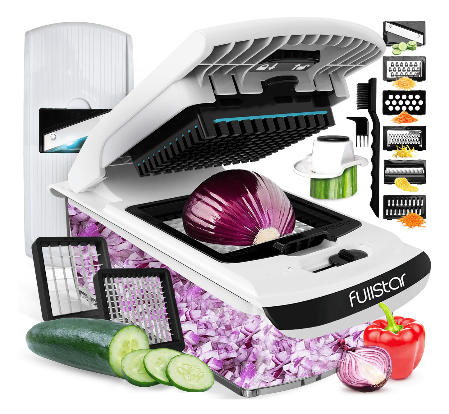 Fullstar The Original Pro Chopper - Vegetable Chopper and Spiralizer, Food Chopper with Container, Fruit Slicer, Kitchen Gadgets & Gifts, Home Essentials (8 in 1, White)