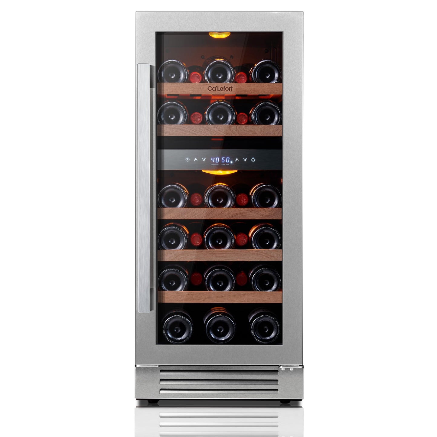 Ca'Lefort 24 Inch Wine and Beverage Refrigerator, 60 Can and 20 Bottle Wine Fridge 36-72°F, 3 LED Dual Zone Wine Cooler with Glass Door, Built-in Compressor Refrigerator for Home/Kitchen (4.10 cu.ft)