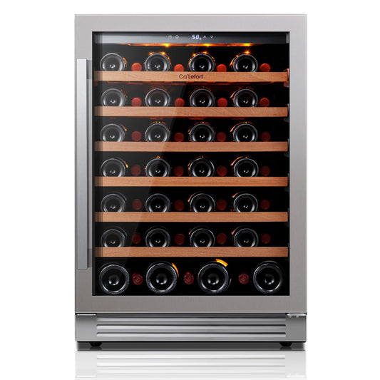 Ca'Lefort 24 Inch Wine and Beverage Refrigerator, 60 Can and 20 Bottle Wine Fridge 36-72°F, 3 LED Dual Zone Wine Cooler with Glass Door, Built-in Compressor Refrigerator for Home/Kitchen (4.10 cu.ft)