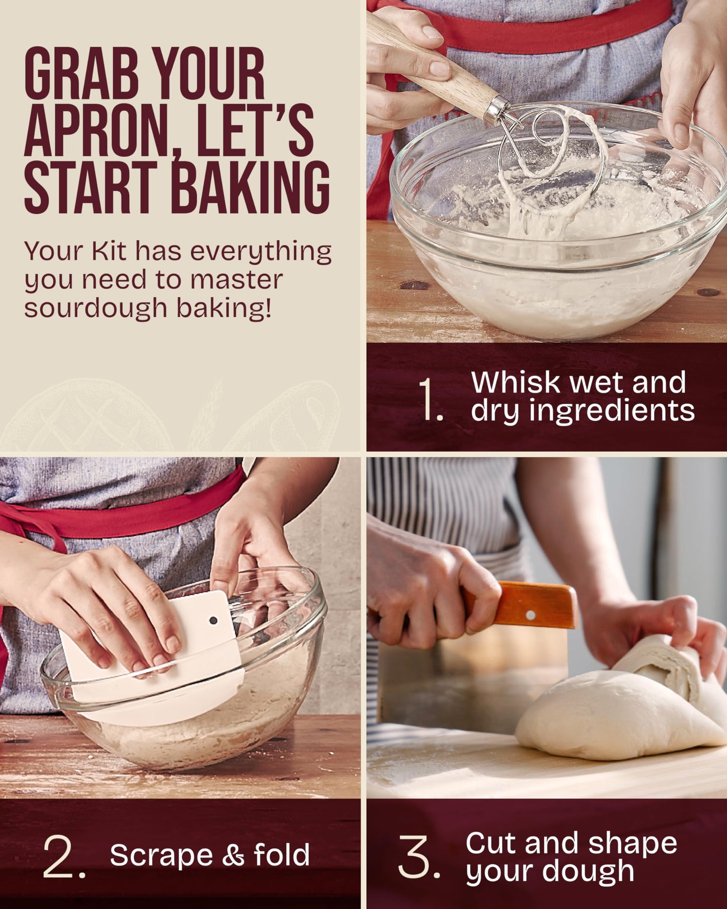 Superbaking 2 pcs Banneton Bread Proofing Basket, 9" Splinter-Free Round Rattan Bread Basket with Liners, Sourdough Starter Kit, Sourdough Bread Baking Supplies & Sourdough Kit, Bread Making Tools