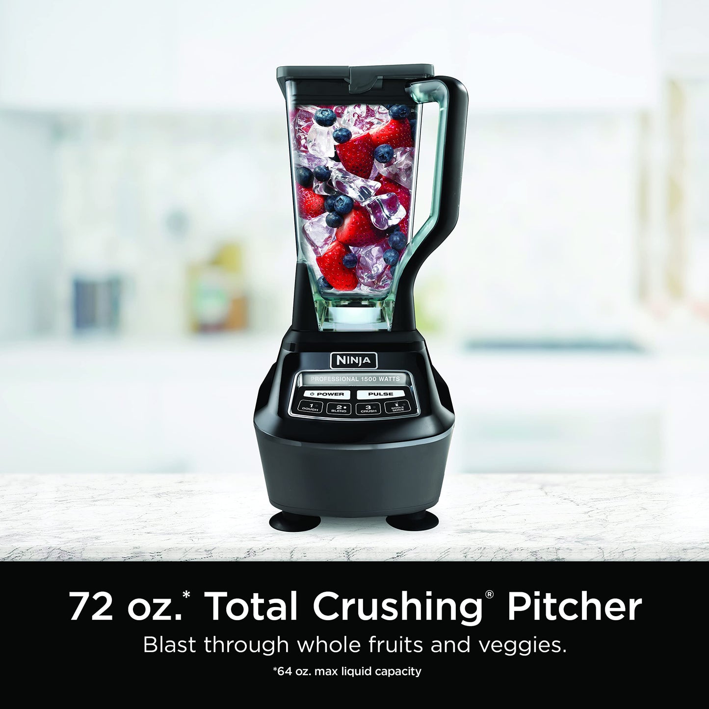 Ninja Mega Kitchen System, 1500W, 72 oz. Full-Size Blender & 8-Cup Food Processor with (2) 16 oz. To-Go Cups, Total Crushing Technology - Smoothies, Ice Crushing, Purees, Dough & More, Black, BL770