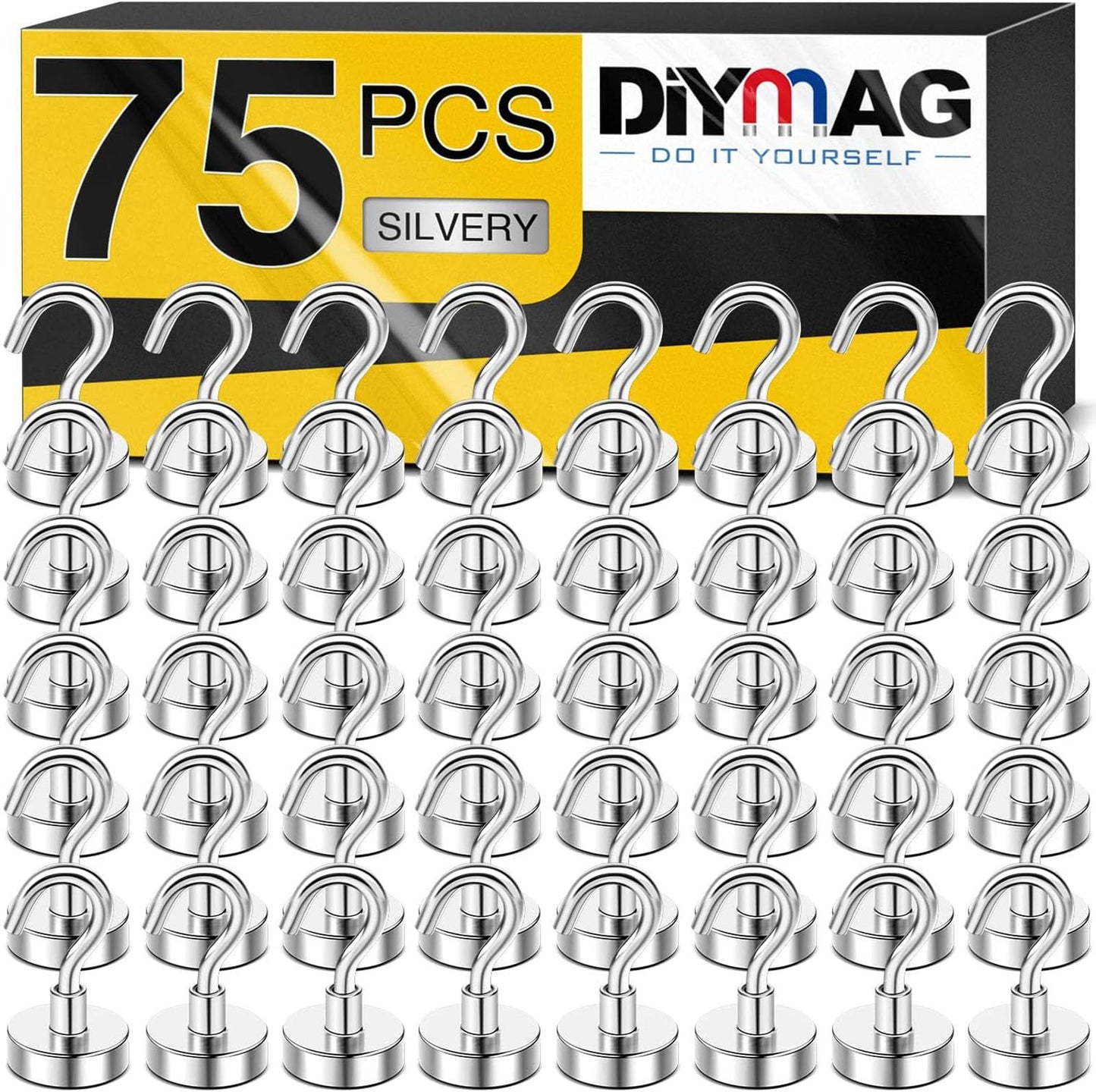 DIYMAG Magnetic Hooks, 30lbs+ Magnet Hook 2025 Cruise Cabin Ship Essentials Heavy Duty Strong Magnets Refrigerator Fridge Hanging for Classroom Beach Vacation Kitchen Grills Home 20 Pack (Silver)