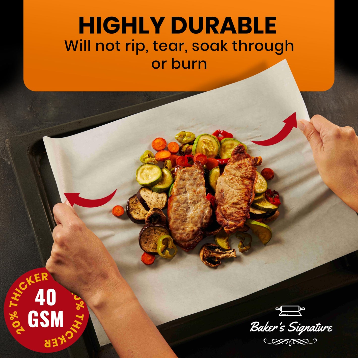 120 Pcs 16x24 Inch Parchment Paper Sheets by Baker's Signature | Parchment Baking Paper, Parchment Paper - Perfect for Baking, Precut Non-Stick Sheets, Eco-Friendly, Will Not Curl or Burn