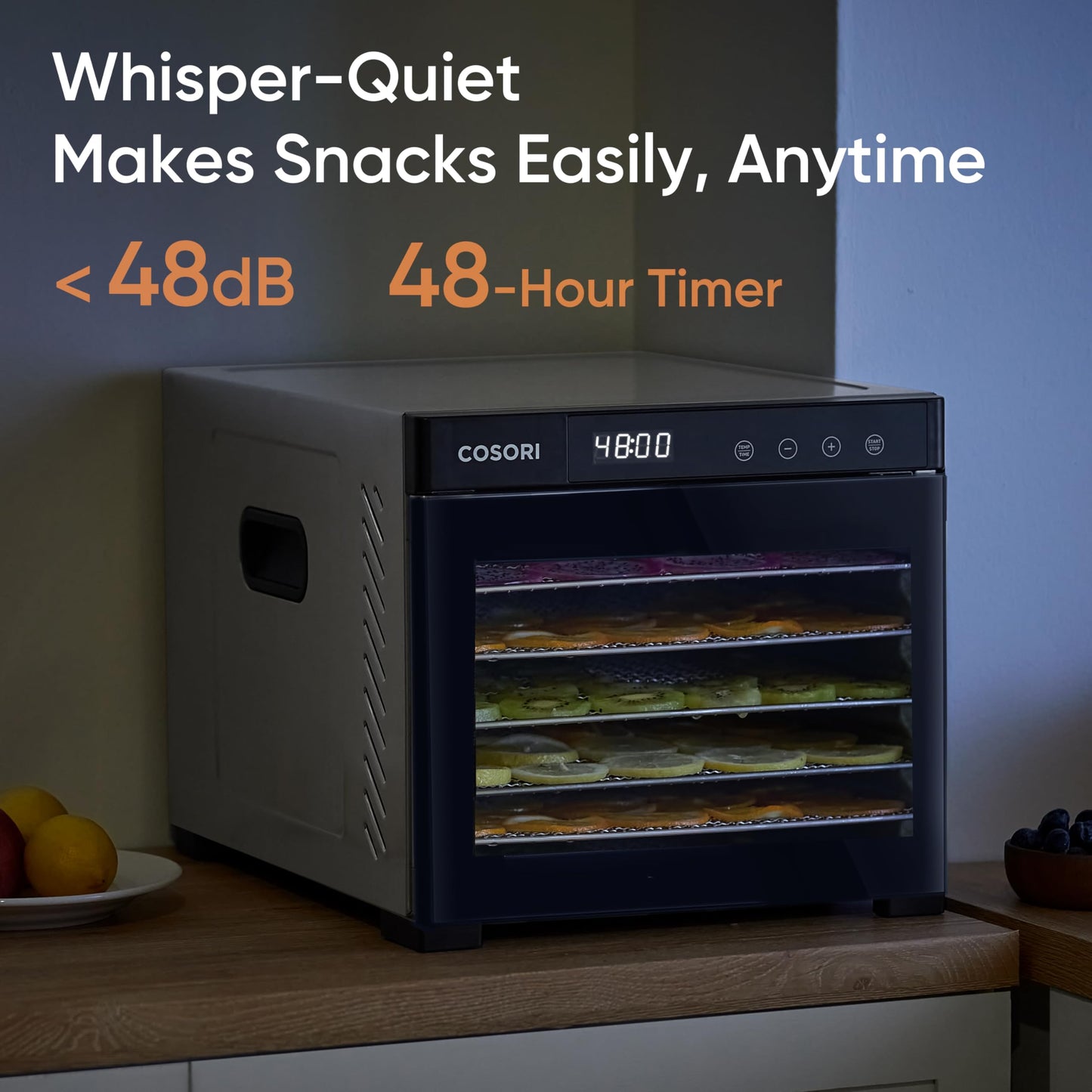 COSORI Food Dehydrator, Bigger Than 7 Trays With Large 6.5" Drying Space, 600W Power Saves More Time Than 480W, 165°F Dehydrated Dryer for Jerky, Dog Treats, Herbs, Meat, Fruit, and Yogurt, Silver