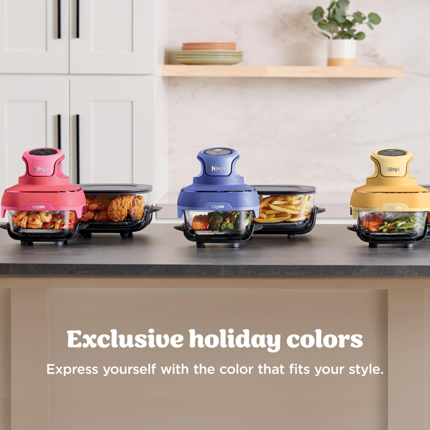 Ninja | Air Fryer | Crispi 4-in-1 Portable Cooking System | 4QT & 6 Cup Glass Containers, Crisper Plates & Storage Lids Included | Microwave, Freezer & Dishwasher Safe | Cherry Crush | FN101DR