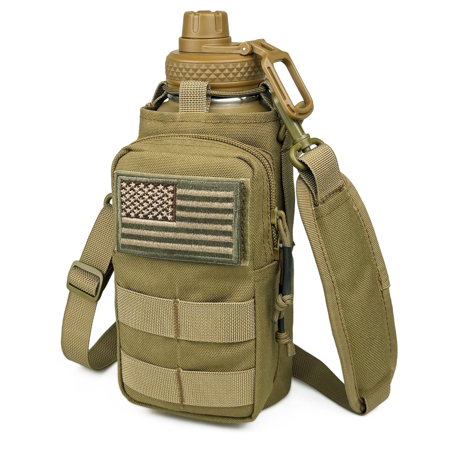 32 Oz Water Bottle with Sleeve - Insulated Bottle with Strap Stainless Steel Gym Water Bottles for Men Sports Workout Hiking All Black