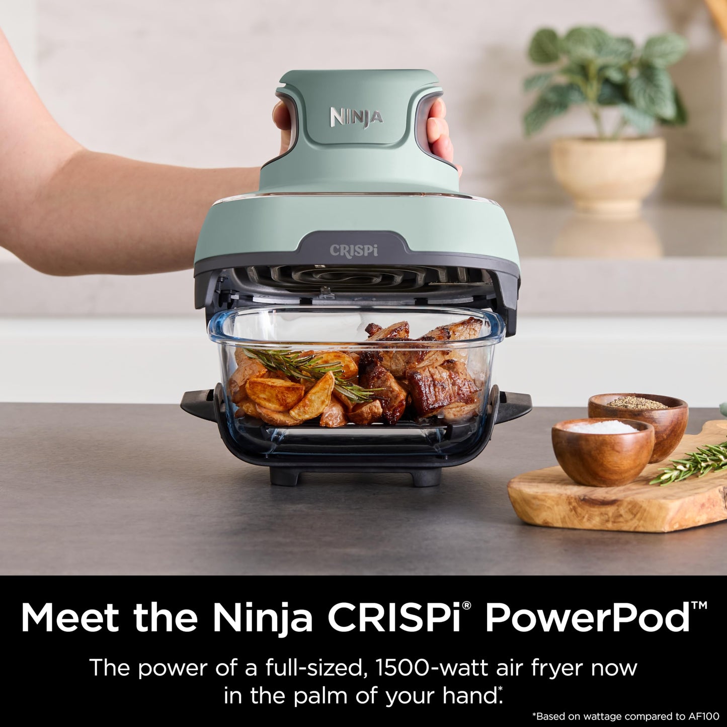 Ninja | Air Fryer | Crispi 4-in-1 Portable Cooking System | 4QT & 6 Cup Glass Containers, Crisper Plates & Storage Lids Included | Microwave, Freezer & Dishwasher Safe | Cherry Crush | FN101DR