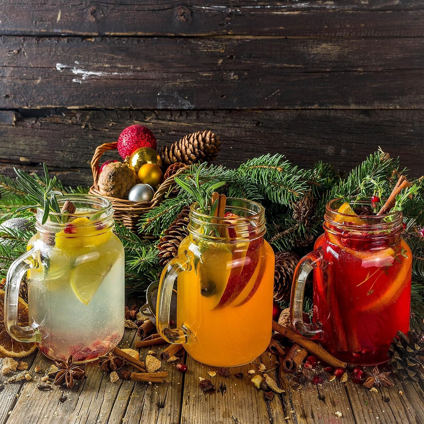 TANGLONG 16 oz Mason Jars with Handle, Mason Jar Cups, Glass Cups with Lids and Straws, Drinking Glasses Set of 12