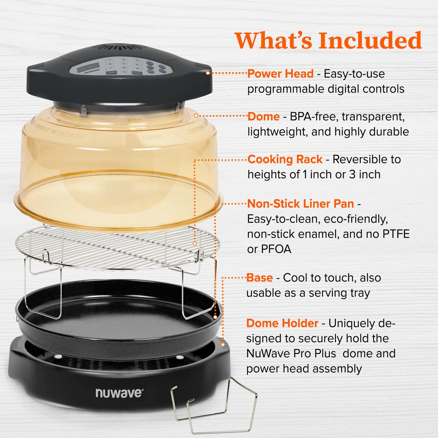 Nuwave Oven Pro Plus Air Fryer, Infra-Red Countertop, 2025 Advanced Convection, No Defrosting or Preheating, Cook Fresh or Frozen, Durable Power Dome, 100 Presets & 50 Memory, PFAS Free, Dark Blue