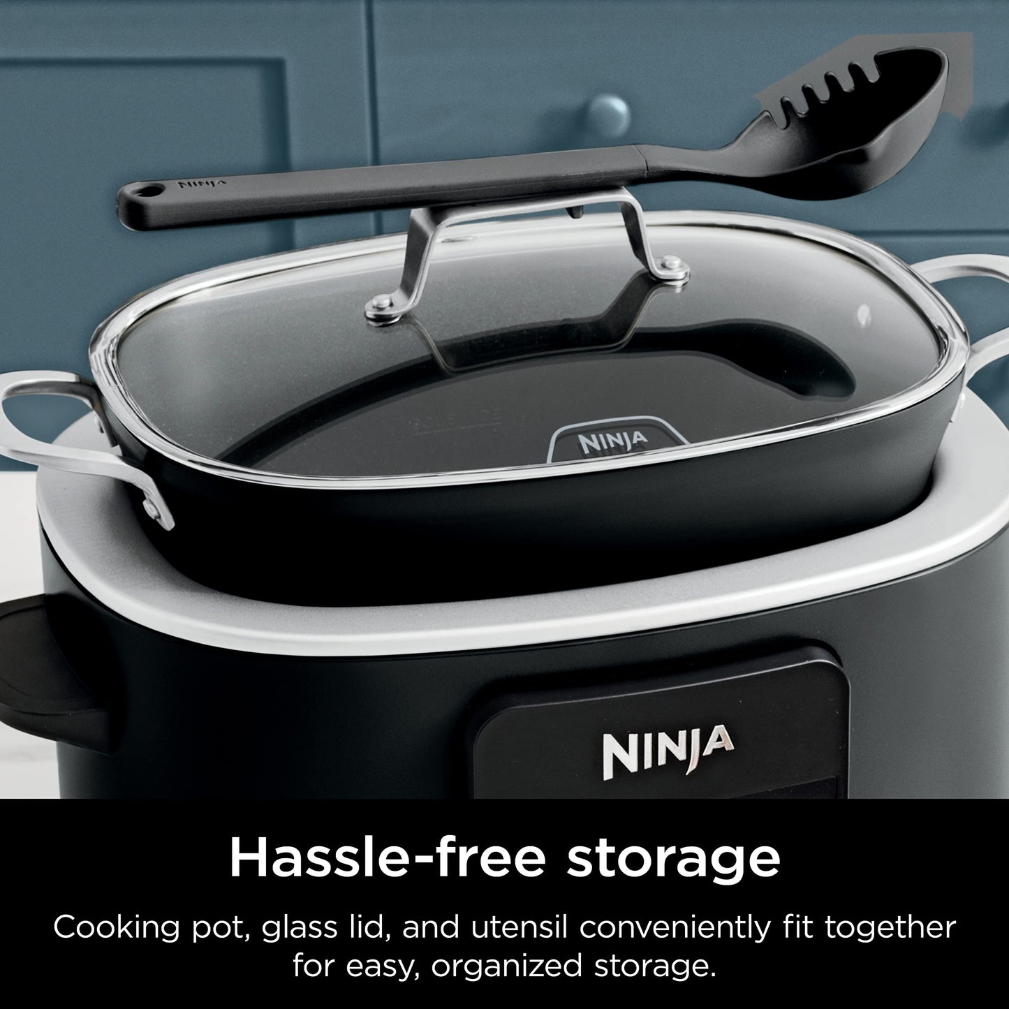 Ninja MC1001 Foodi PossibleCooker PRO 8.5 Quart Multi-Cooker, with 8-in-1 Slow Cooker, Dutch Oven, Steamer, Glass Lid Integrated Spoon, Nonstick, Oven Safe Pot to 500°F, Sea Salt Gray
