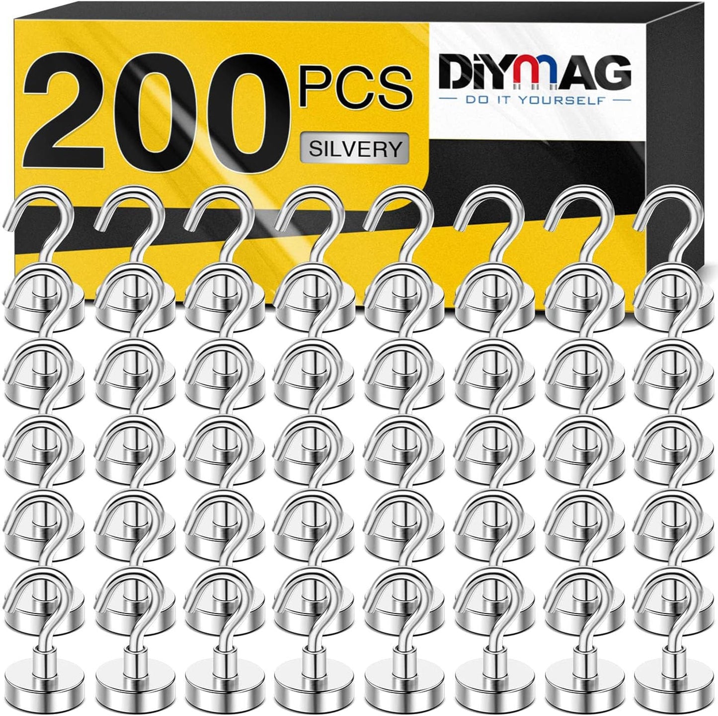 DIYMAG Magnetic Hooks, 30lbs+ Magnet Hook 2025 Cruise Cabin Ship Essentials Heavy Duty Strong Magnets Refrigerator Fridge Hanging for Classroom Beach Vacation Kitchen Grills Home 20 Pack (Silver)