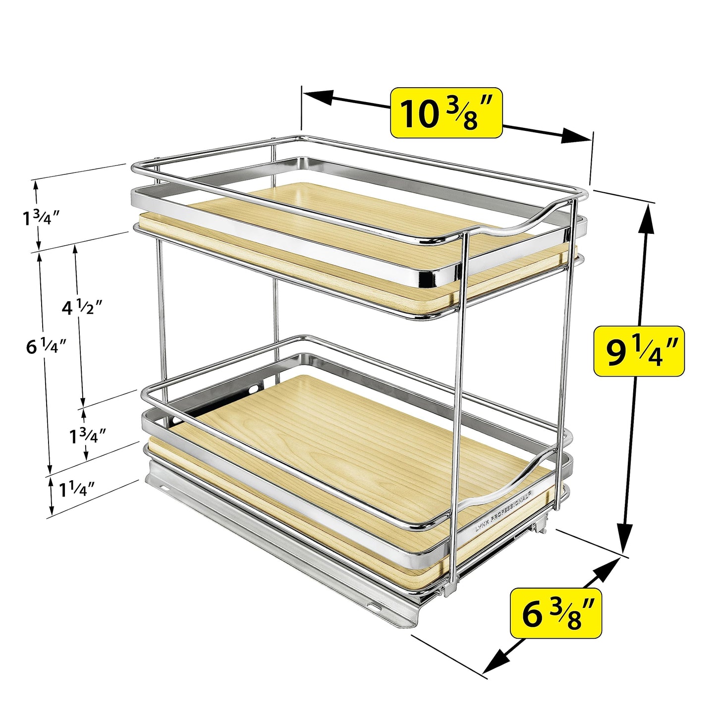 LYNK PROFESSIONAL® Pull Out Spice Rack Organizer for Inside Kitchen Cabinets - 4-3/8 inch Wide - Slide Out Drawer – Black Sliding Spice Cabinet Organization Shelf Racks - 2 Tier