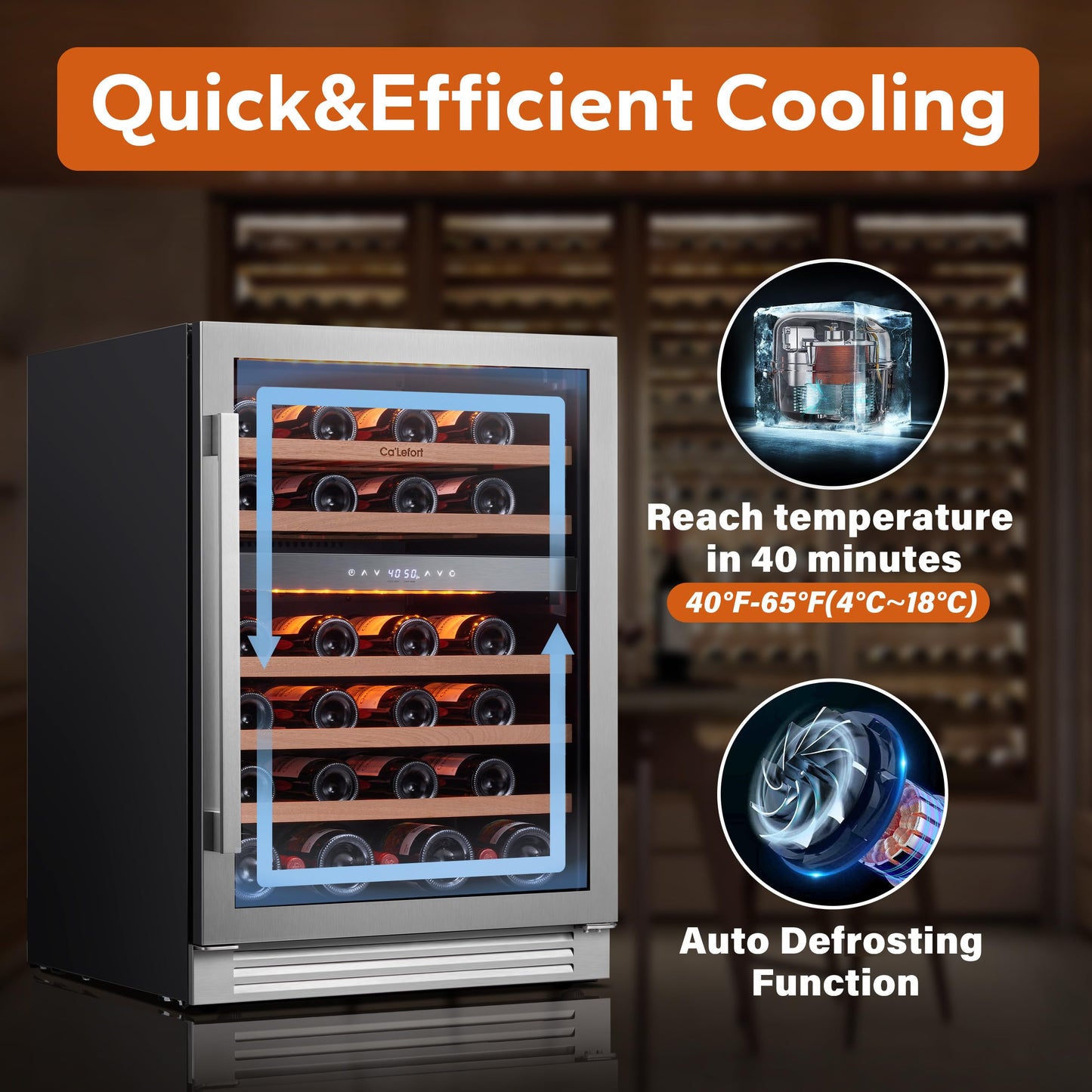 Ca'Lefort 24 Inch Wine and Beverage Refrigerator, 60 Can and 20 Bottle Wine Fridge 36-72°F, 3 LED Dual Zone Wine Cooler with Glass Door, Built-in Compressor Refrigerator for Home/Kitchen (4.10 cu.ft)