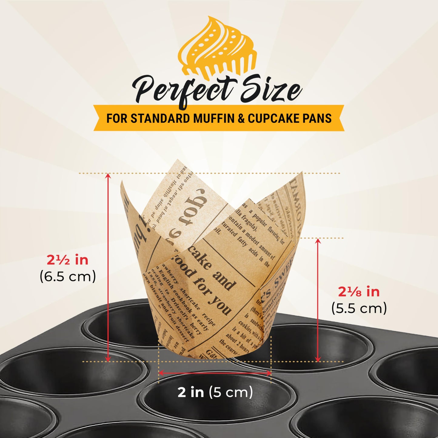 Tulip Cupcake Liners, Muffin Liners for Baking by Baker’s Signature – 200pcs of Parchment Paper Cups Cupcake Wrappers – Perfect Size, Sturdy, Greaseproof & Easy to Use – Colorful