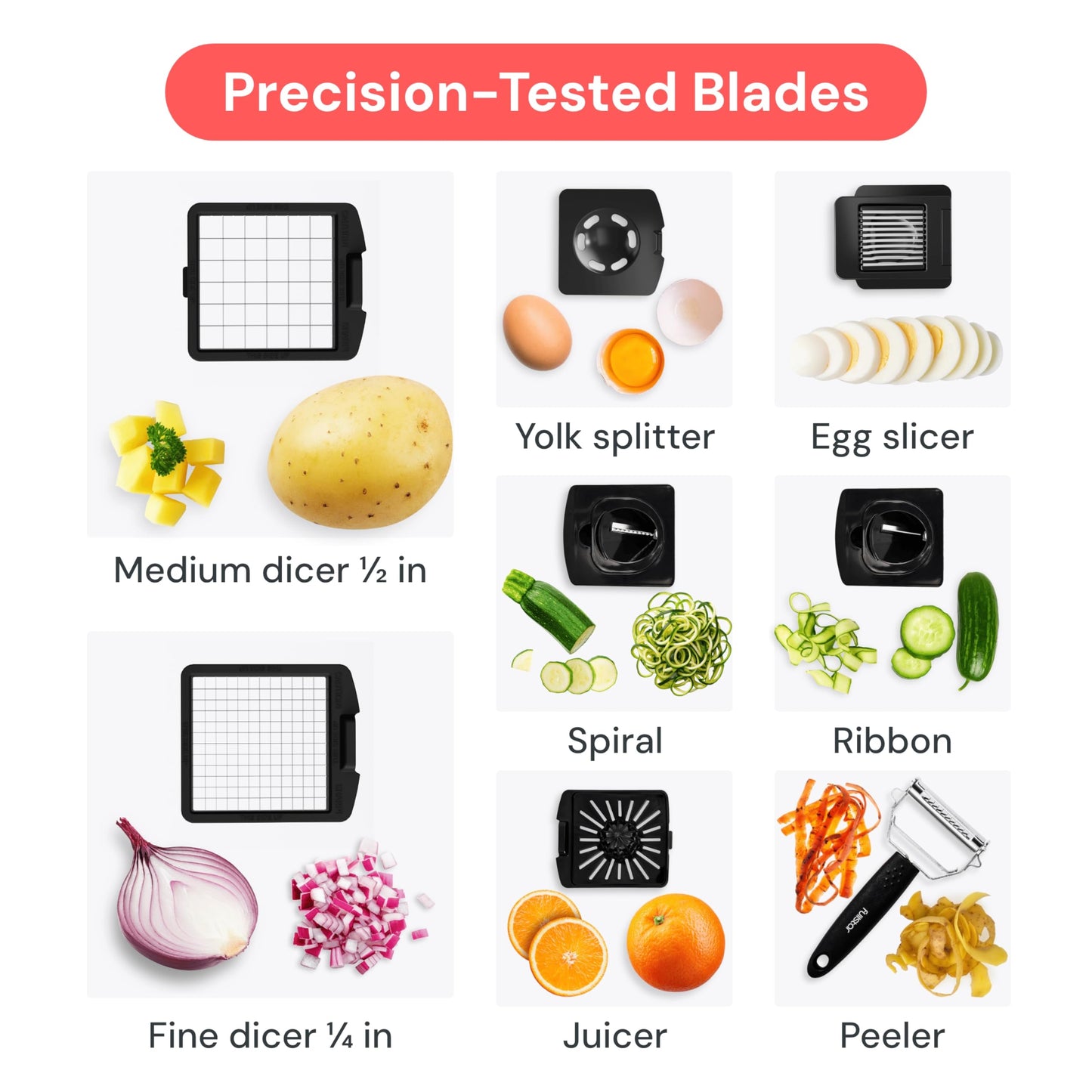 Fullstar The Original Pro Chopper - Vegetable Chopper and Spiralizer, Food Chopper with Container, Fruit Slicer, Kitchen Gadgets & Gifts, Home Essentials (8 in 1, White)