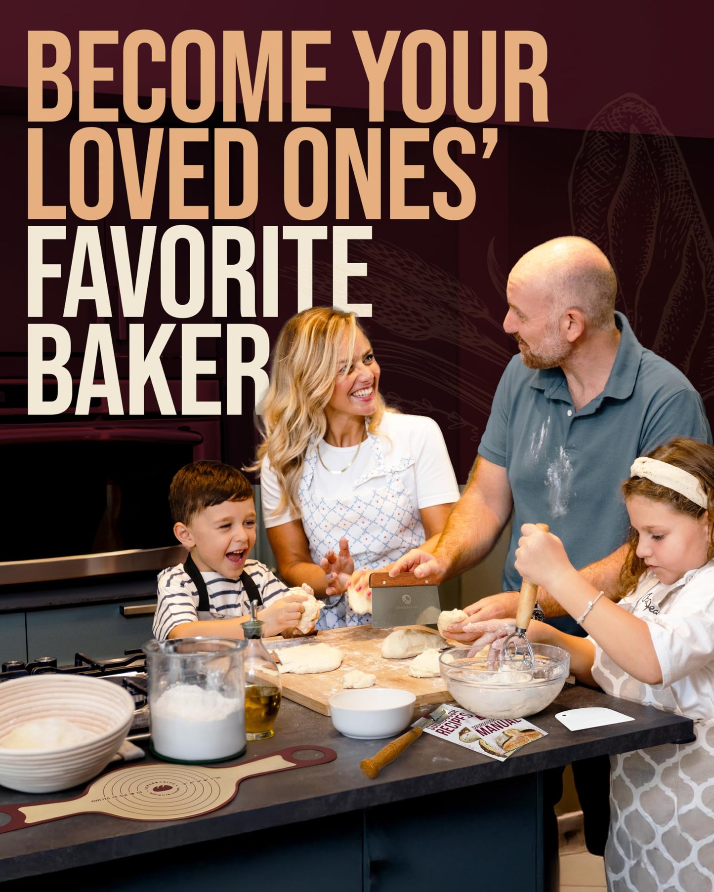 Superbaking 2 pcs Banneton Bread Proofing Basket, 9" Splinter-Free Round Rattan Bread Basket with Liners, Sourdough Starter Kit, Sourdough Bread Baking Supplies & Sourdough Kit, Bread Making Tools