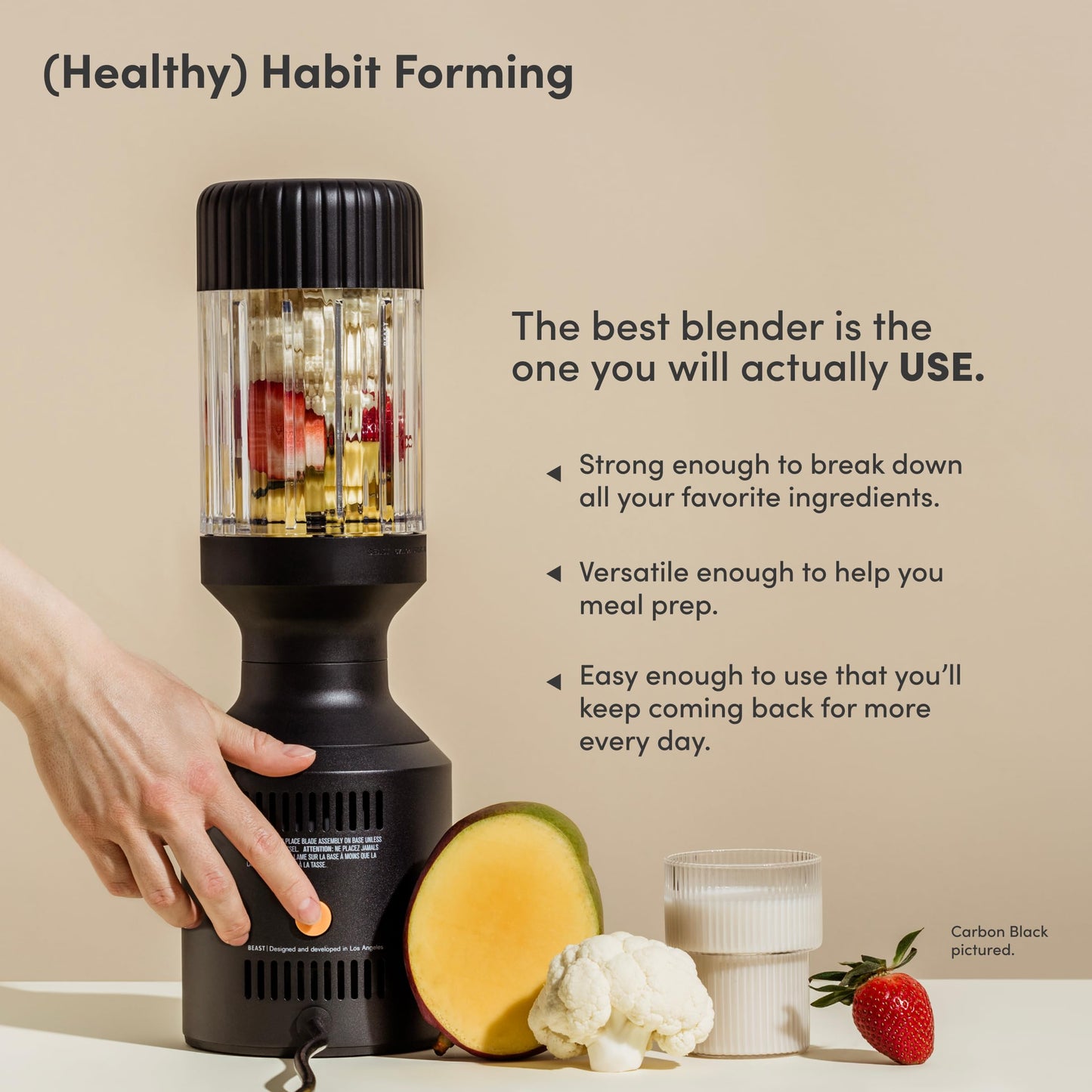Beast Mega 1200 Plus | Premium Countertop Blender | Smoothies, Shakes, Sauces, Dips, Soups | Blends Ice and Frozen Fruit | XL Vessel | With Extra Vessels, Straw System | (Charcoal, 120V)
