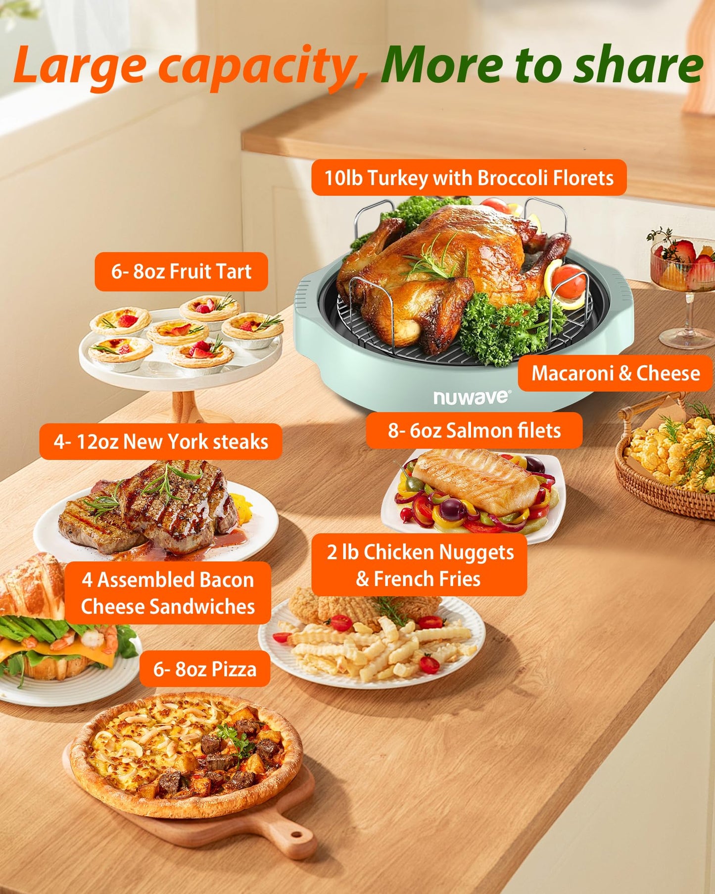 Nuwave Oven Pro Plus Air Fryer, Infra-Red Countertop, 2025 Advanced Convection, No Defrosting or Preheating, Cook Fresh or Frozen, Durable Power Dome, 100 Presets & 50 Memory, PFAS Free, Dark Blue