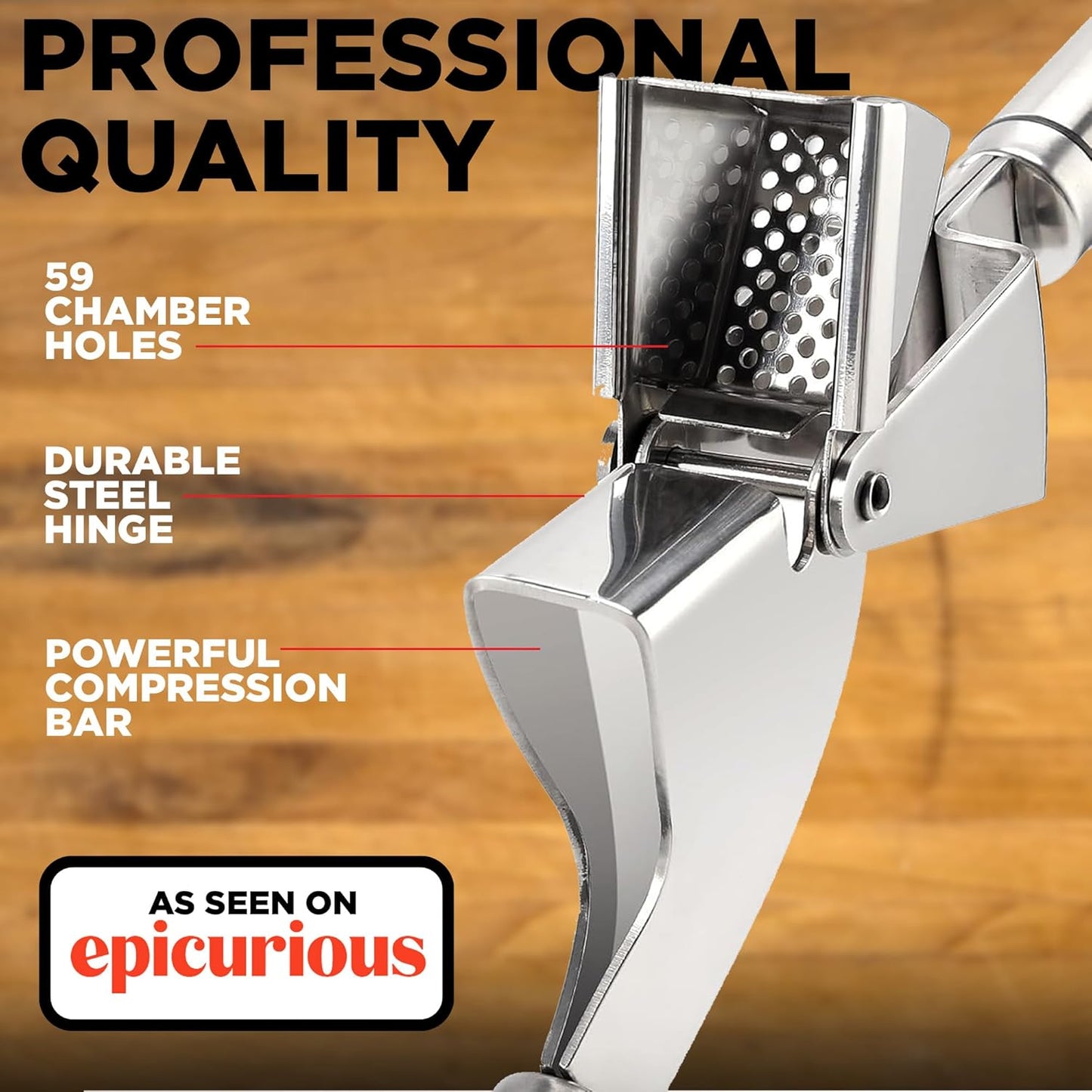 Alpha Grillers Garlic Press Stainless Steel - Professional Garlic Mincer and Crusher with Silicone Peeler Dishwasher Safe