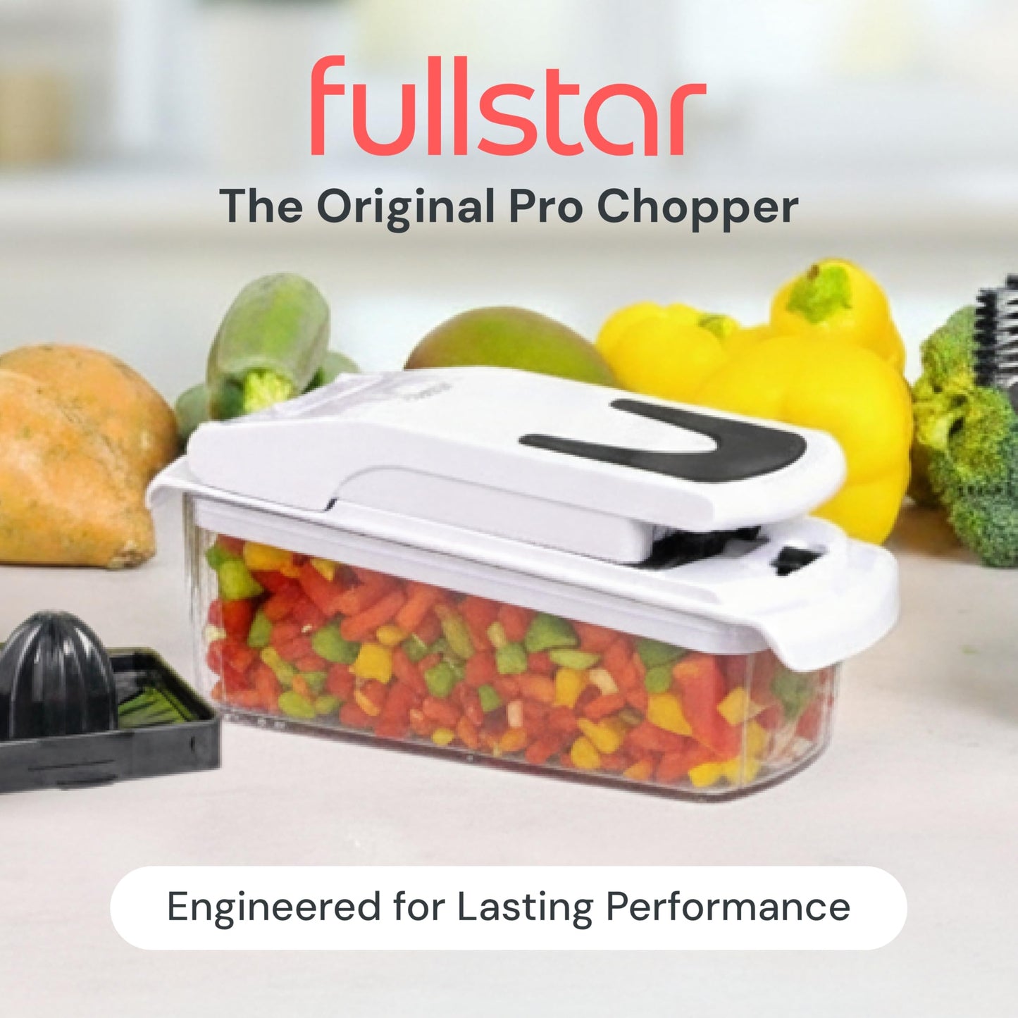 Fullstar The Original Pro Chopper - Vegetable Chopper and Spiralizer, Food Chopper with Container, Fruit Slicer, Kitchen Gadgets & Accessories, Home Essentials (4 in 1, White)