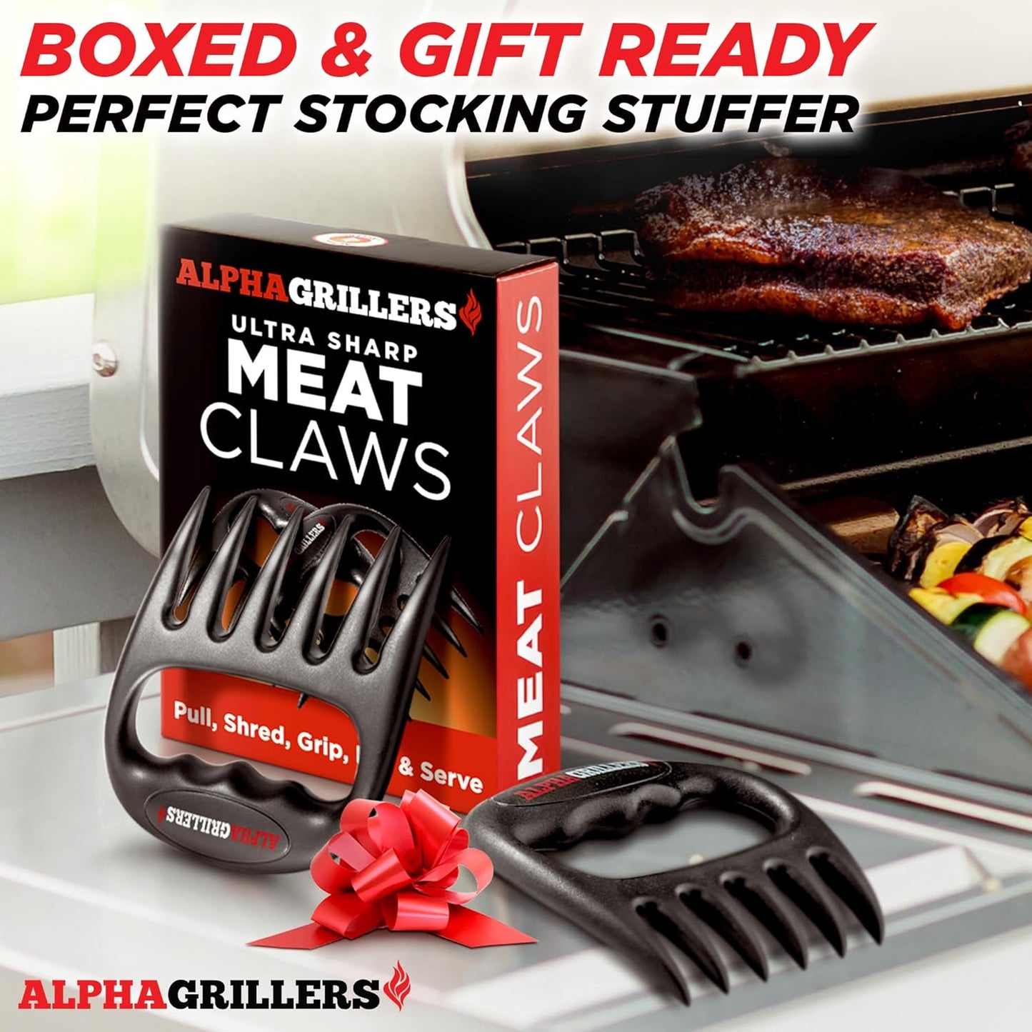 Alpha Grillers Meat Shredder Claws - BBQ Smoker Accessories Grilling Gifts for Men - Stocking Stuffers for Men - White Elephant Gifts Useful Ideas - Grill Tools for Pulled Pork