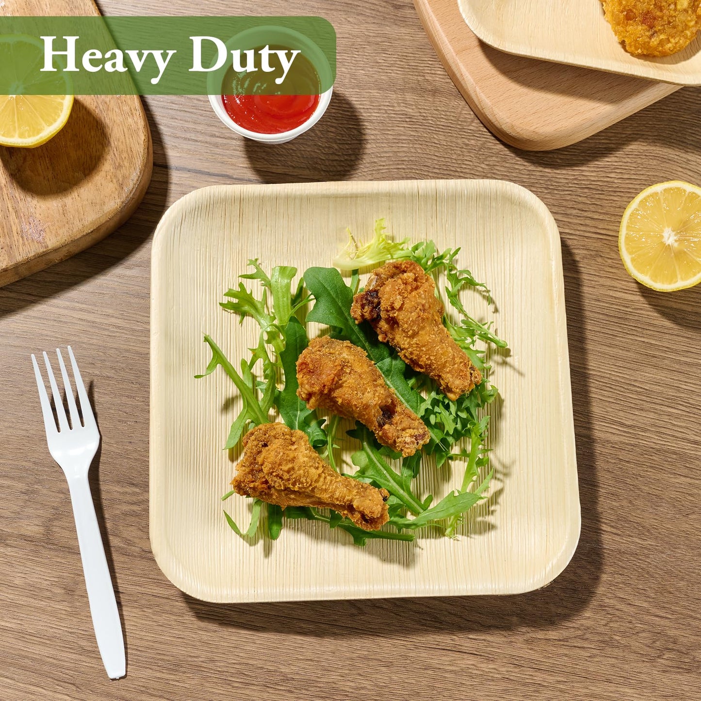 ECOLipak 6 Inch Compostable Palm Leaf Plate Like Bamboo Plate, 100 Pack Disposable Biodegradable Plates Suitable for Party, Dinner