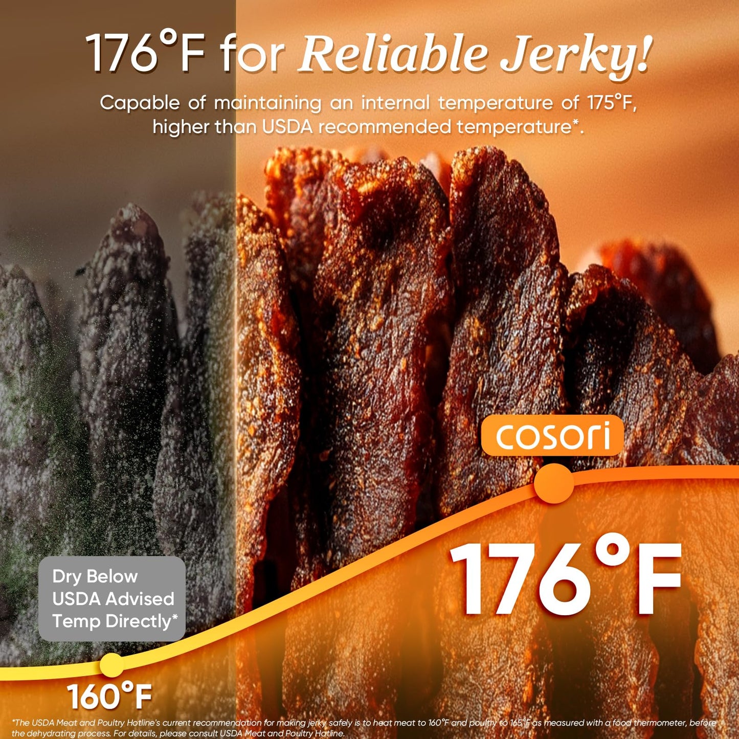 COSORI Food Dehydrator, Bigger Than 7 Trays With Large 6.5" Drying Space, 600W Power Saves More Time Than 480W, 165°F Dehydrated Dryer for Jerky, Dog Treats, Herbs, Meat, Fruit, and Yogurt, Silver