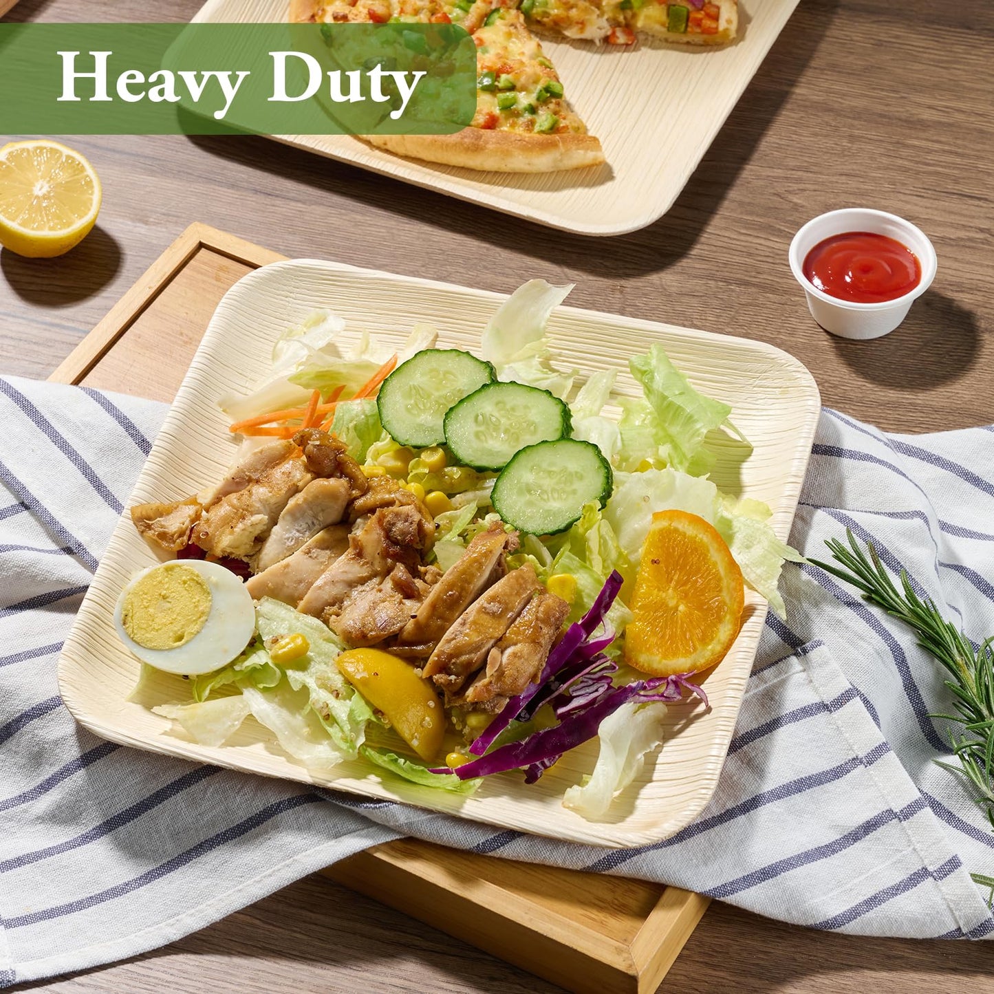 ECOLipak 6 Inch Compostable Palm Leaf Plate Like Bamboo Plate, 100 Pack Disposable Biodegradable Plates Suitable for Party, Dinner