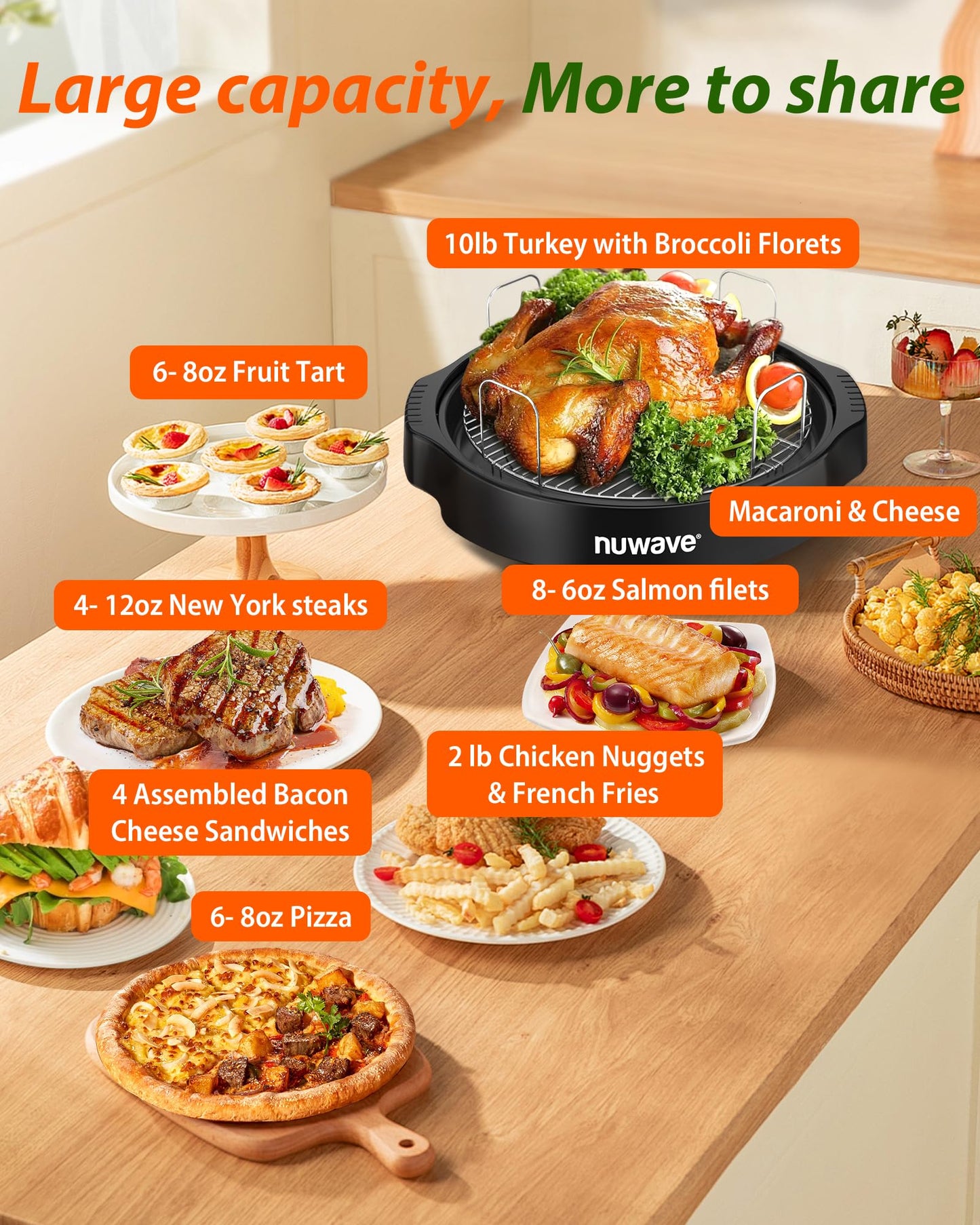 Nuwave Oven Pro Plus Air Fryer, Infra-Red Countertop, 2025 Advanced Convection, No Defrosting or Preheating, Cook Fresh or Frozen, Durable Power Dome, 100 Presets & 50 Memory, PFAS Free, Dark Blue