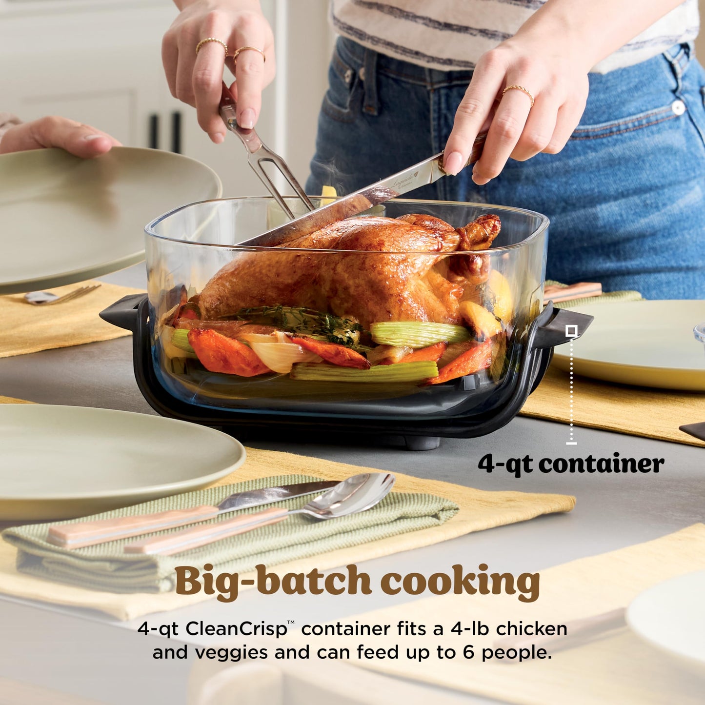 Ninja | Air Fryer | Crispi 4-in-1 Portable Cooking System | 4QT & 6 Cup Glass Containers, Crisper Plates & Storage Lids Included | Microwave, Freezer & Dishwasher Safe | Cherry Crush | FN101DR