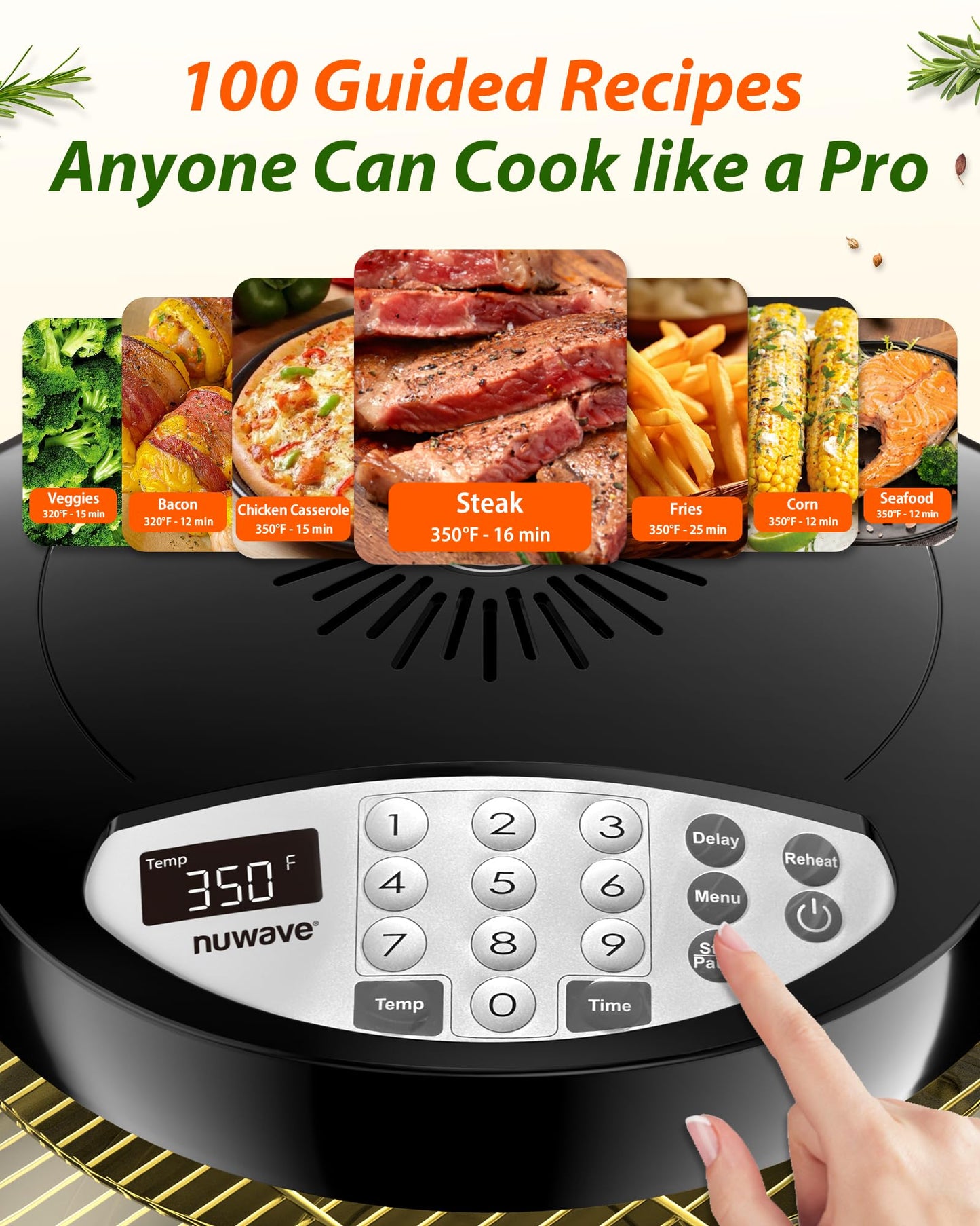 Nuwave Oven Pro Plus Air Fryer, Infra-Red Countertop, 2025 Advanced Convection, No Defrosting or Preheating, Cook Fresh or Frozen, Durable Power Dome, 100 Presets & 50 Memory, PFAS Free, Dark Blue