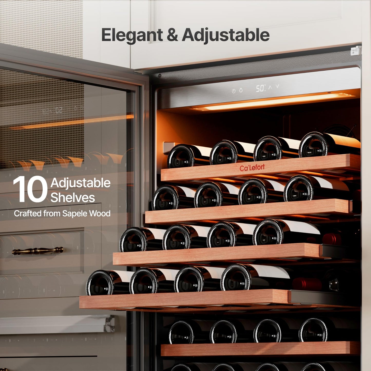 Ca'Lefort 24 Inch Wine Fridge, Dual Zone 90 Bottle Wine Cooler Refrigerator, 40-65°F Refrigerator with Glass Door, 3 LED Built-in/Freestanding Fridge for Bar/Kitchen/Resterant (Left-Hinged)