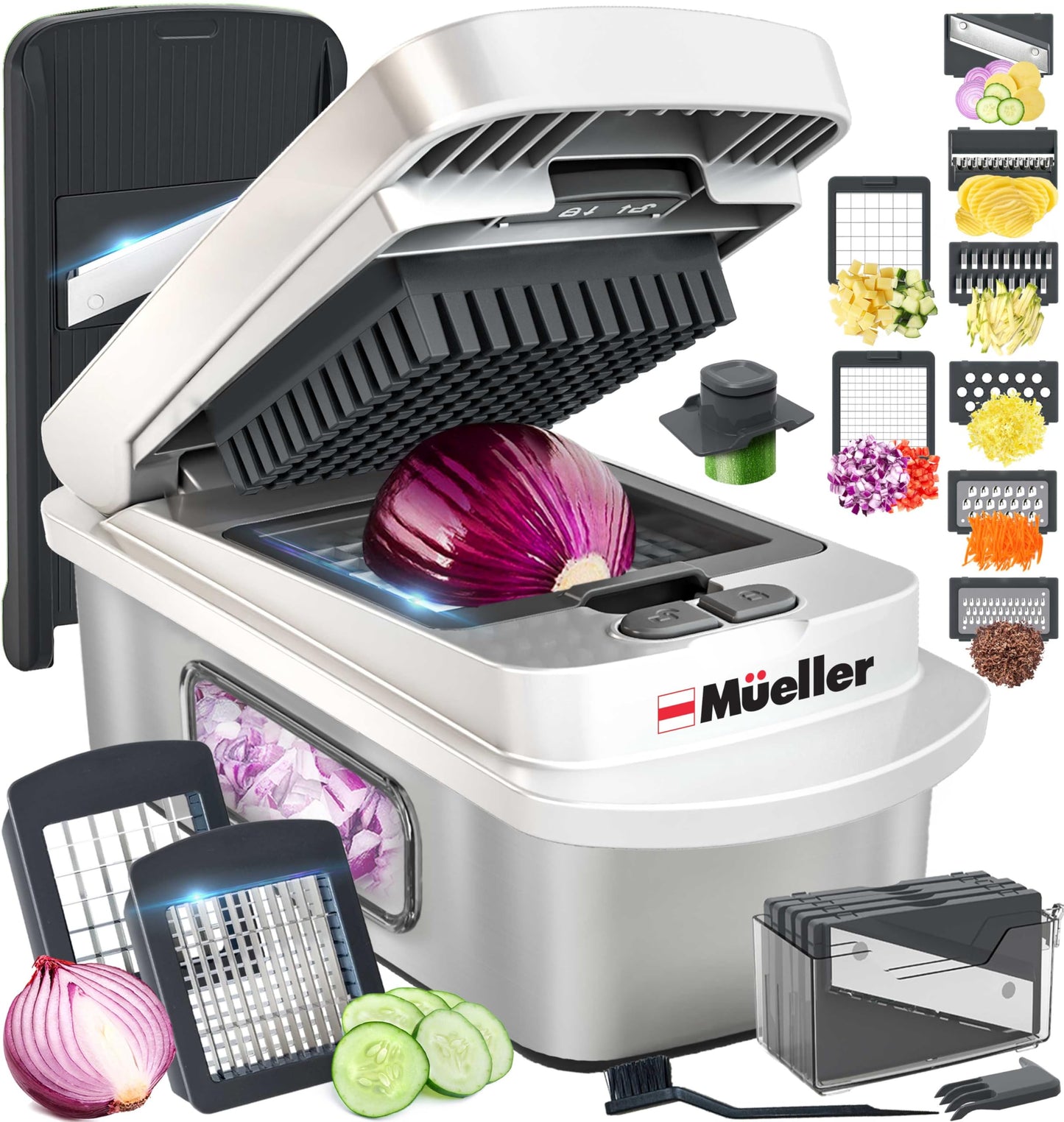 Mueller The Real Original Pro Chopper since 2013 Vegetable Chopper Mandoline Slicer, 8 Blade Food Veggie Chopper Onion Vegetable Cutter with Container, Kitchen Gadgets & Essentials, (10 in 1)