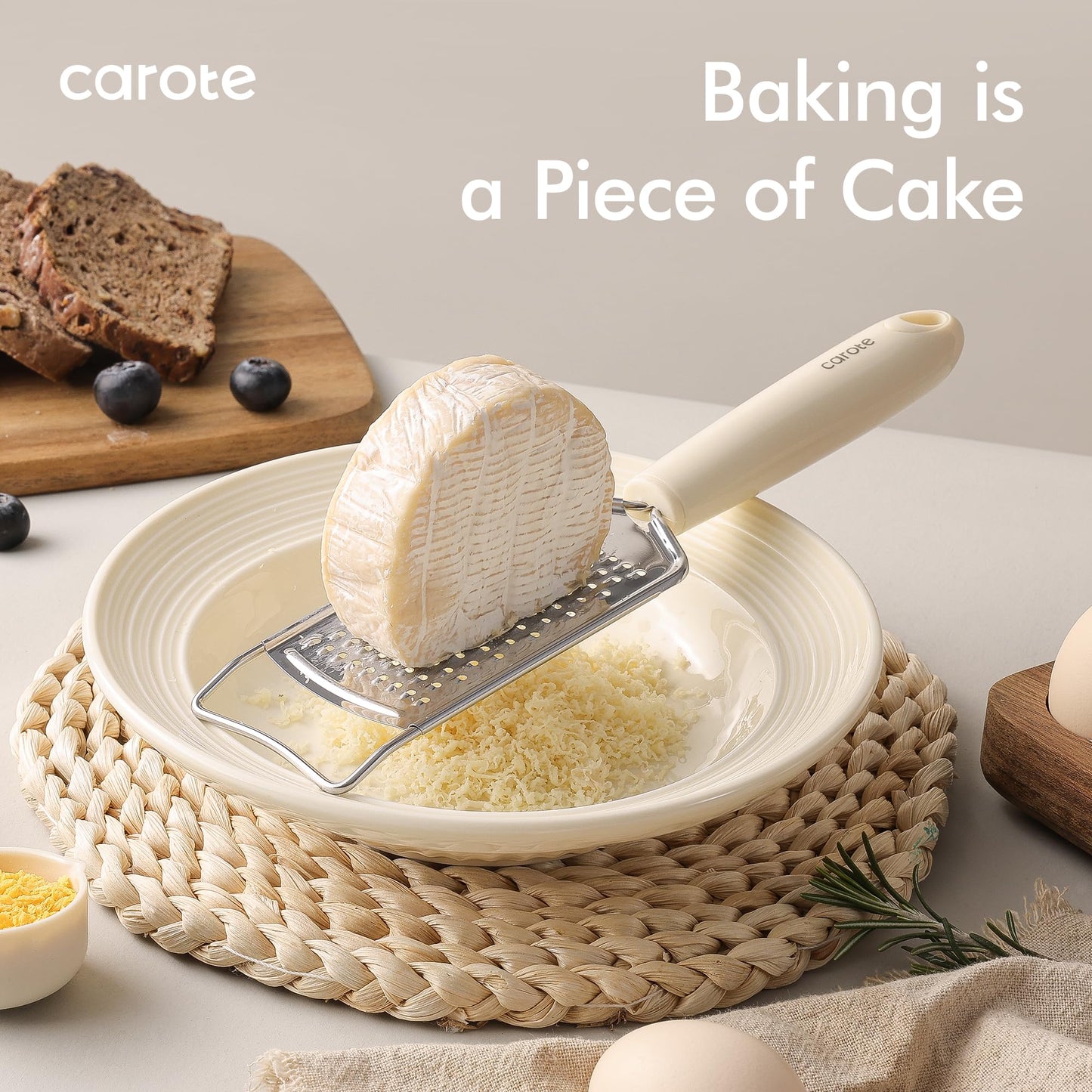 CAROTE Silicone Cooking Utensils Set, Kitchen Utensils Set 10 Pcs for cooking, BPA Free Spatula Set with Heat Resistant Wood Handles for Nonstick Cookware (Cream White)