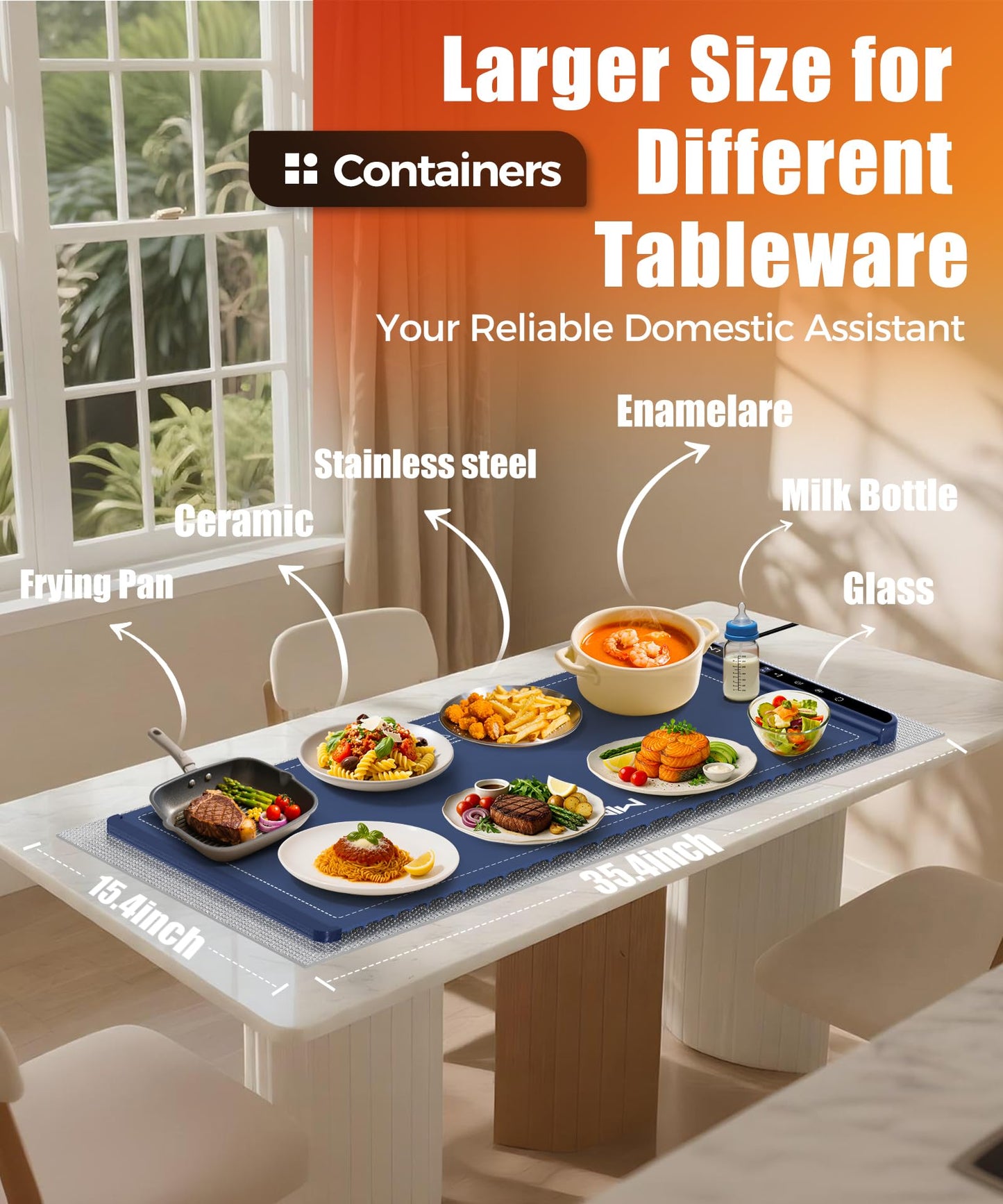 Food Warming Mat with Heat-Resistant Pad, 26X15 Inch, 6 Temperature & 6 Timer Settings, Child Lock Safety,Food Warmer Chafing Dishes for Buffet,Gatherings,Parties,Everyday Use