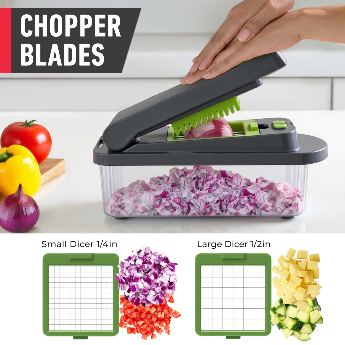 Mueller The Real Original Pro Chopper since 2013 Vegetable Chopper Mandoline Slicer, 8 Blade Food Veggie Chopper Onion Vegetable Cutter with Container, Kitchen Gadgets & Essentials, (10 in 1)