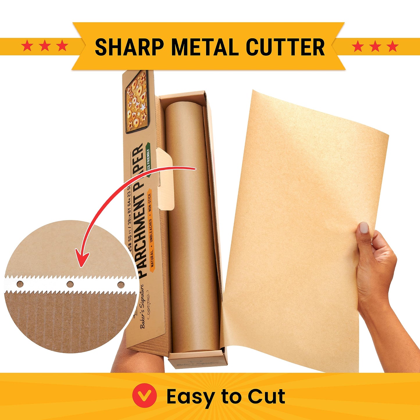 Unbleached Parchment Paper for Baking – 2-Pack 520 Sq.Ft Total - 15 in x 210 ft Baking Paper Roll with Cutter, Non-Stick Brown Parchment for Baking, Cooking, Grilling, Steaming by Baker’s Signature