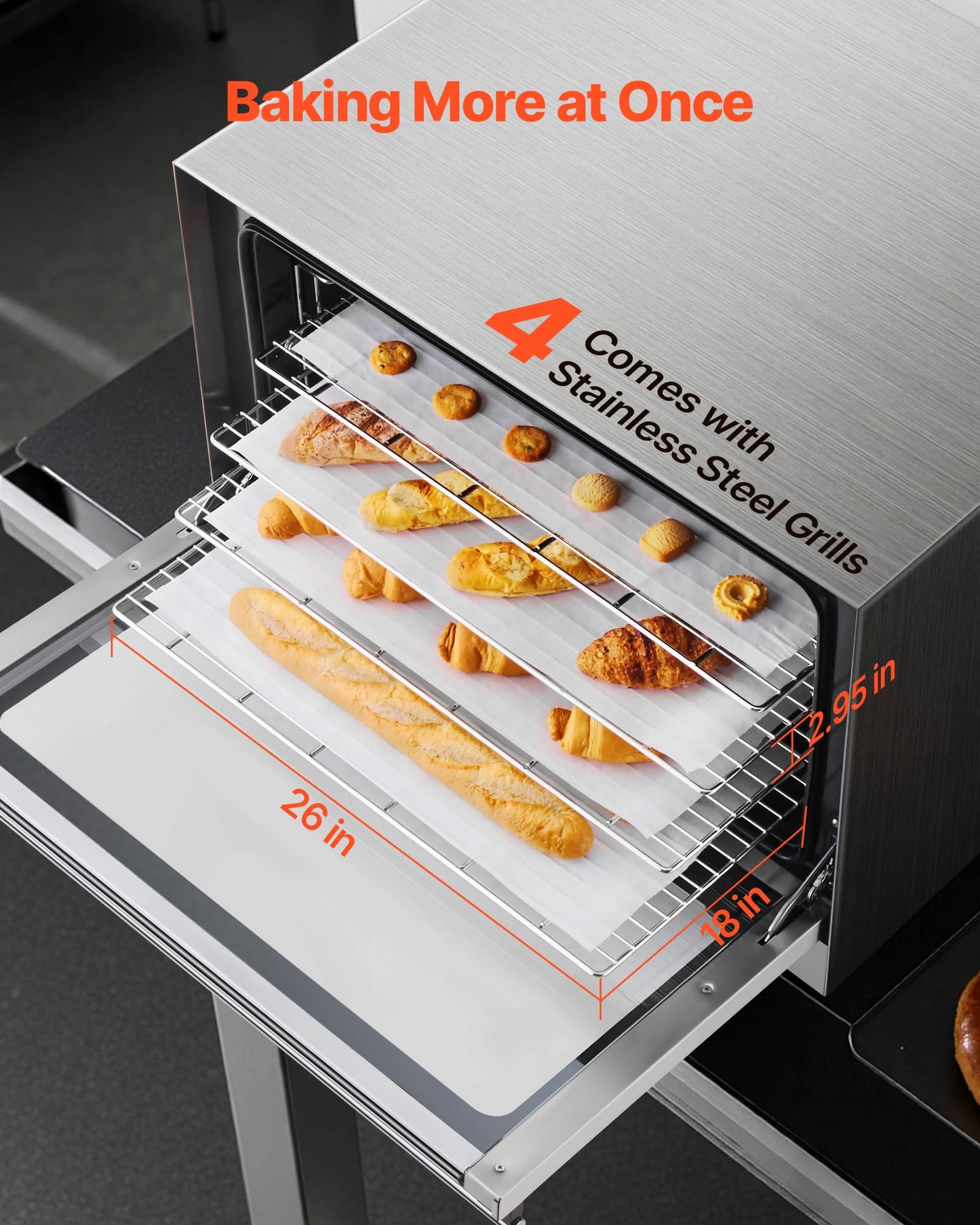 VEVOR Commercial Convection Oven, 21L/19Qt, Quarter-Size Conventional Oven Countertop, 1440W 3-Tier Toaster w/Front Glass Door, Electric Baking Oven w/Trays Wire Racks Clip Gloves, 120V