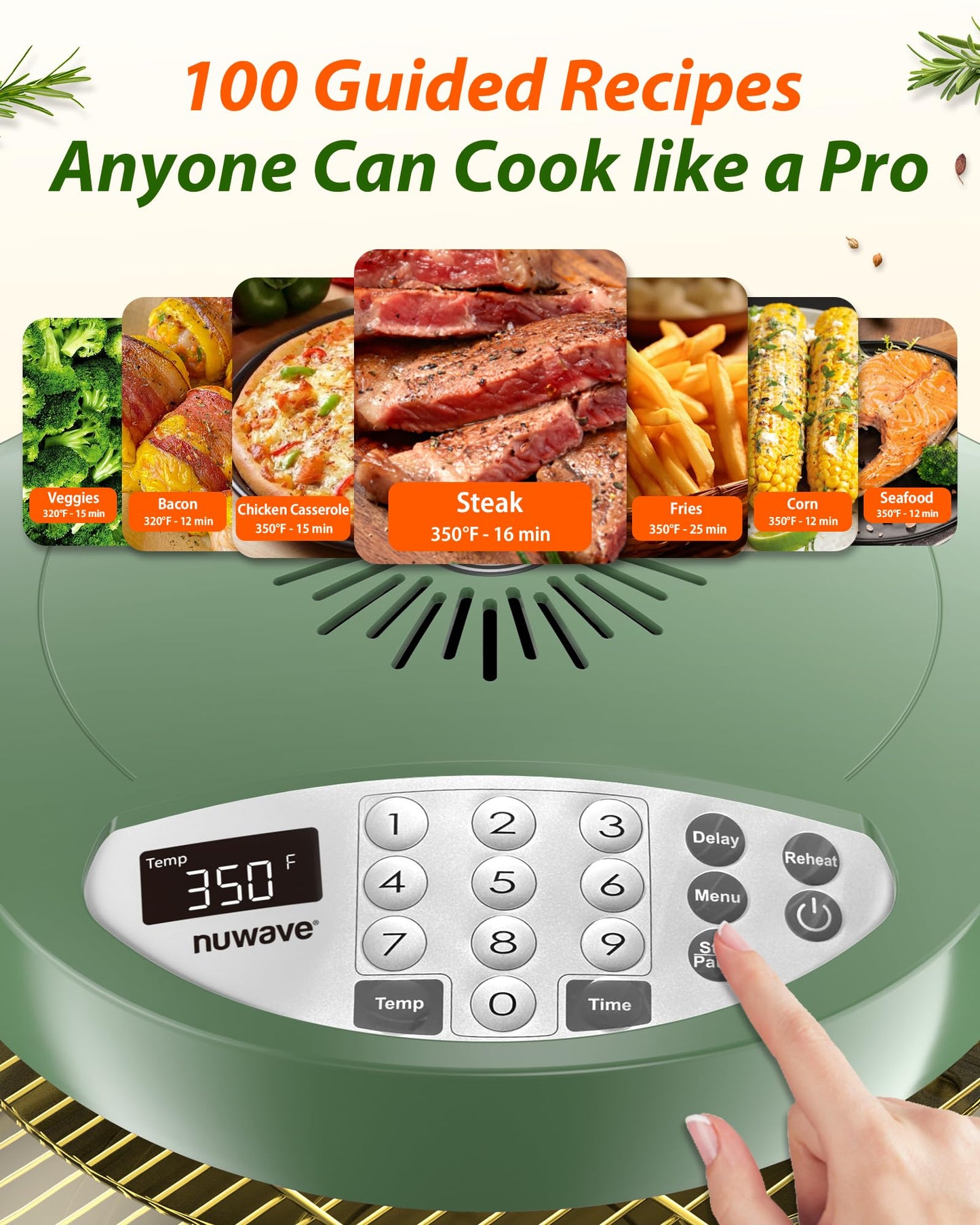 Nuwave Oven Pro Plus Air Fryer, Infra-Red Countertop, 2025 Advanced Convection, No Defrosting or Preheating, Cook Fresh or Frozen, Durable Power Dome, 100 Presets & 50 Memory, PFAS Free, Dark Blue