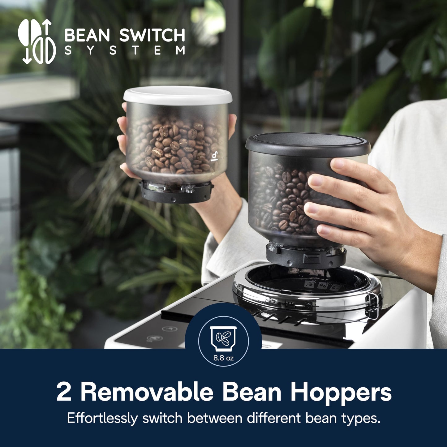 De'Longhi Rivelia Automatic Espresso Machine with Grinder & Milk Frother – All-in-One Coffee Maker, Hot & Iced Latte, Cappuccino, Bean Switch System, Burr Grinder, Compact Italian Design, Black