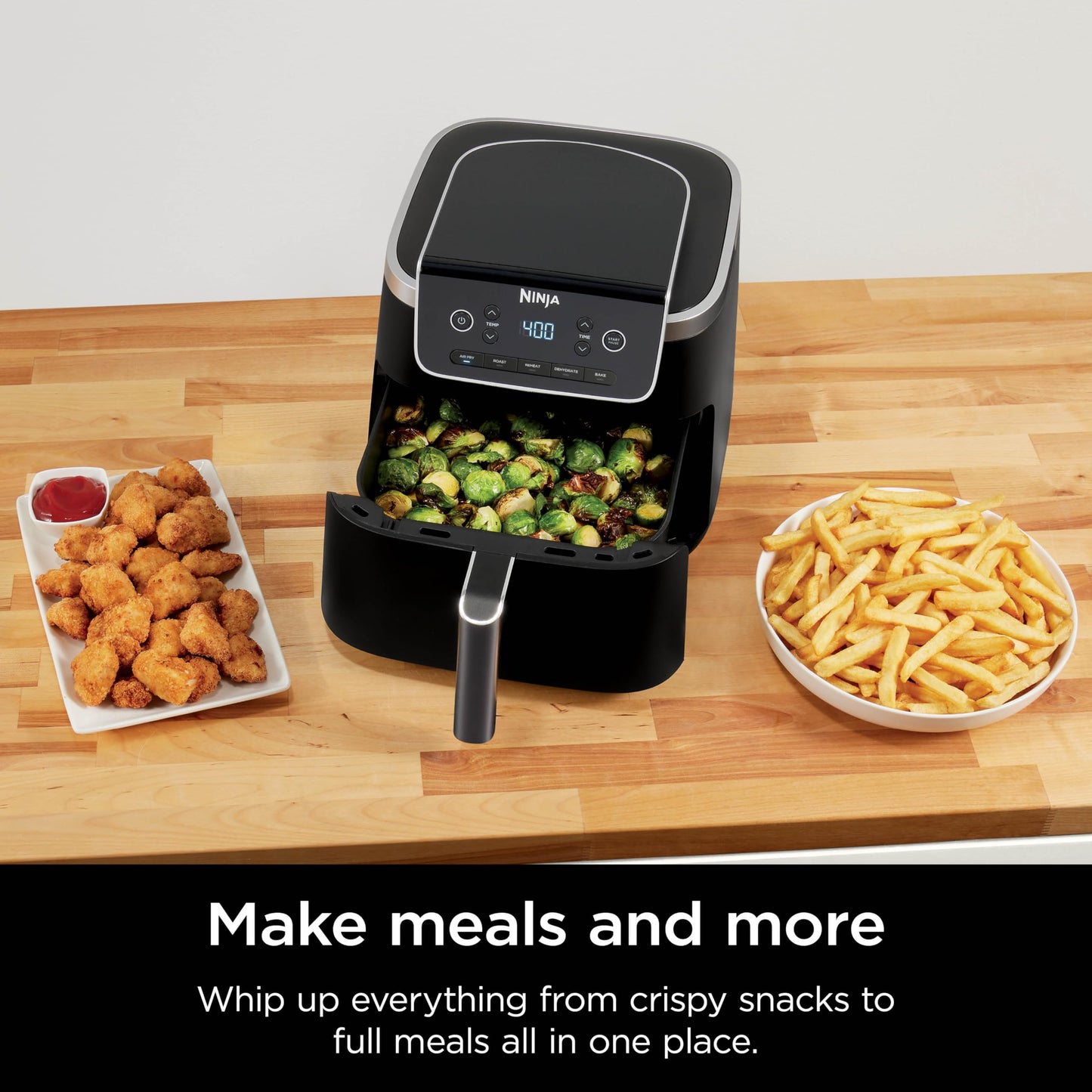 Ninja | Air Fryer | 6.5 QT Pro XL Capacity fits 9lbs of Wings | 6-in-1 Max Crisp, Air Fry, Roast, Bake, Reheat & Dehydrate | Nonstick Basket, Crisper Plate & Recipe Guide | Grey | AF181